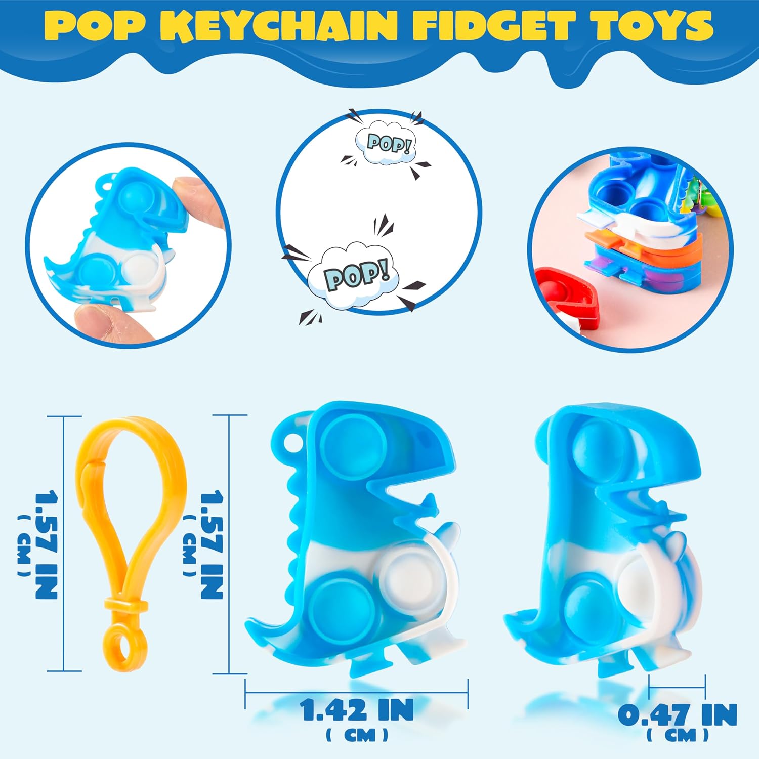 Detalle de JOYIN 30 PCS Dinosaur Pop Keychains 1.57