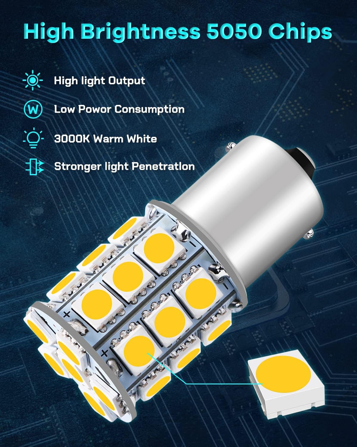 Thumbnail 3 de DEFVNSY 1156 LED RV Bulb 3000K Warm White (BA15S) – 12V replacement for RV & camper lights, 10-pack