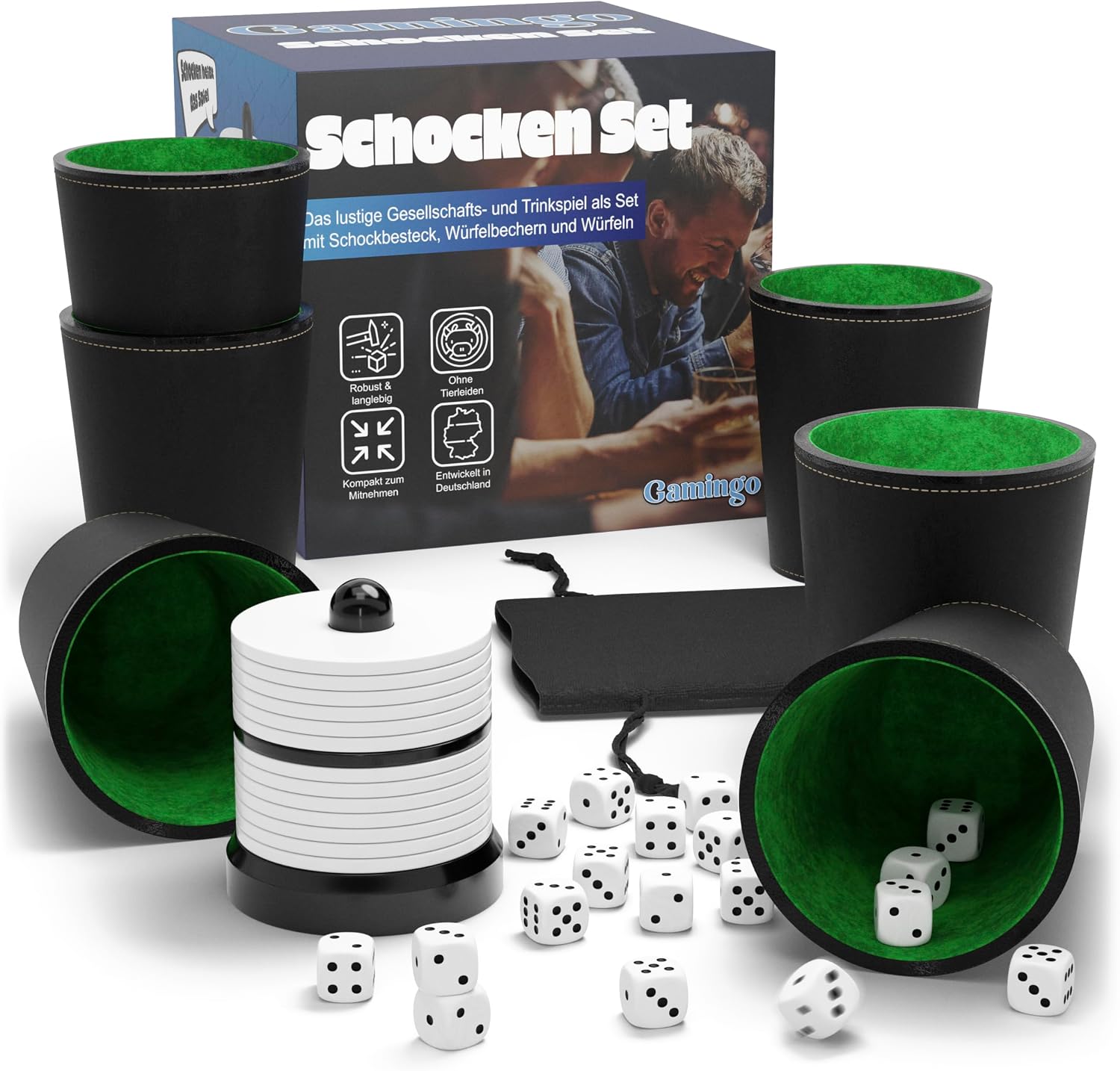 Detalle de Gamingo Schocken Würfelspiel Set mit 6 Bechern