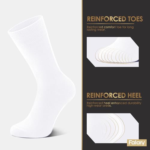 Detalle de FALARY Mens Socks 9-12 White – 12-Pair Multipack for Comfort, Breathability and Durability