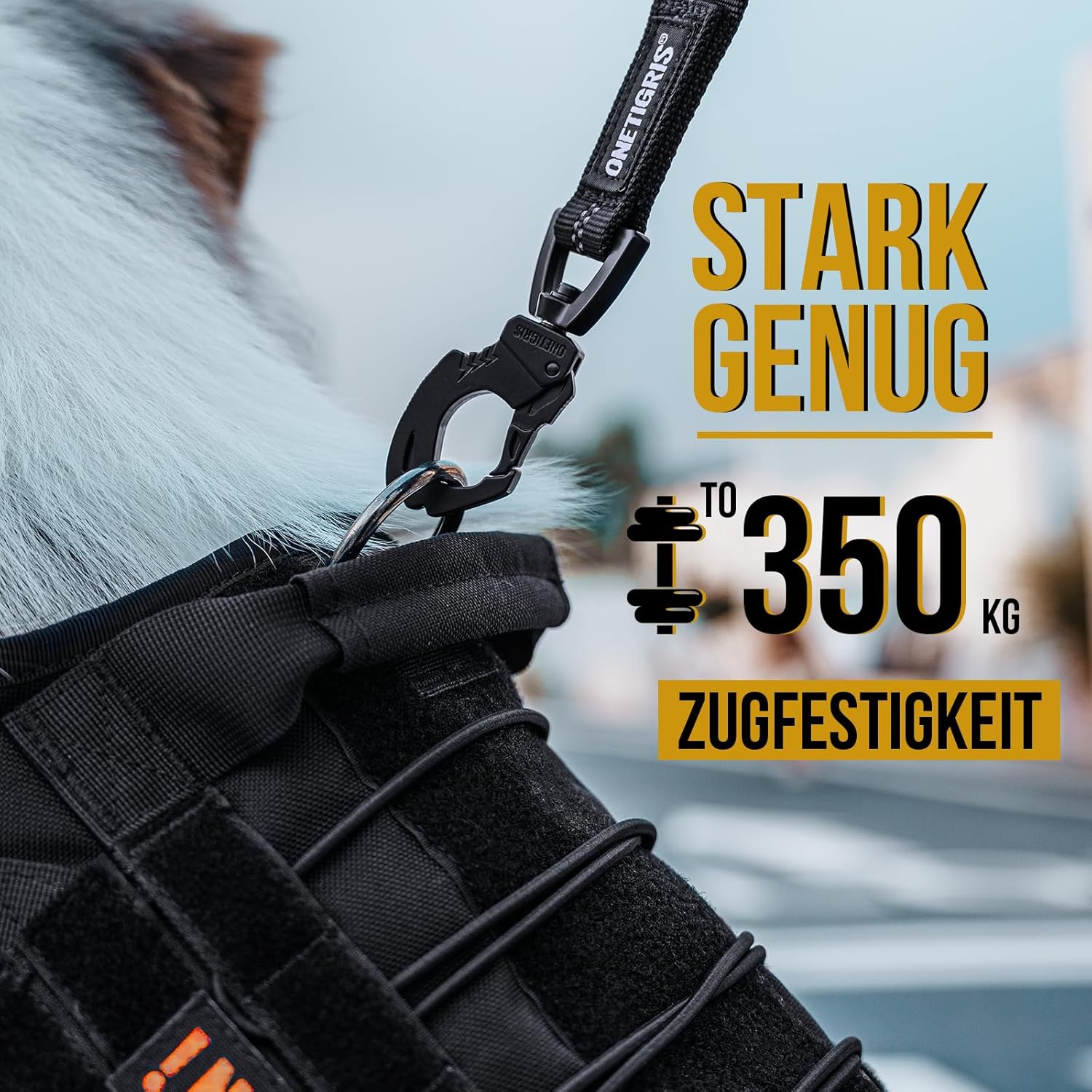 Detalle de OneTigris Ammortizzatore per cani 51 cm con guinzaglio in nylon e moschettone girevole