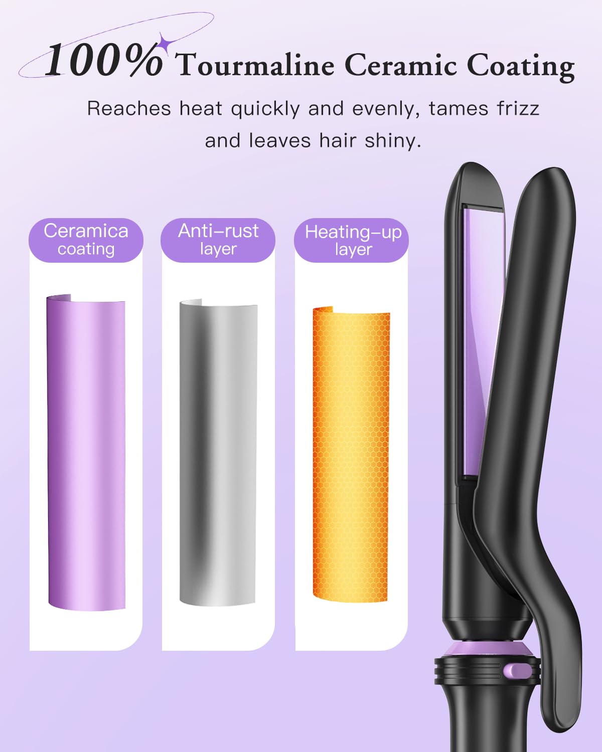 Thumbnail 6 de 5 in 1 Curling Iron Set (Thermal Brush, Flat Iron, Wand, Curling Irons) with 13 Temps, LED Display, Glove & Heat Mat