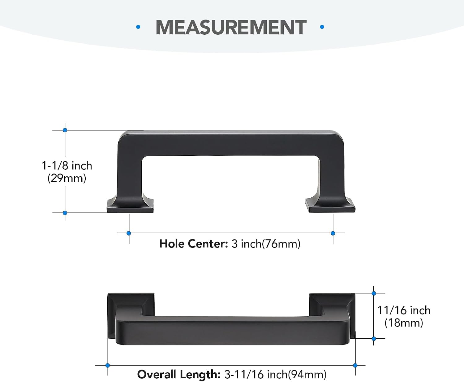 Detalle 2 de HOME EDIT HD9ZC76HS Matte Black Cabinet Pulls, 3-Inch, 10-Pack