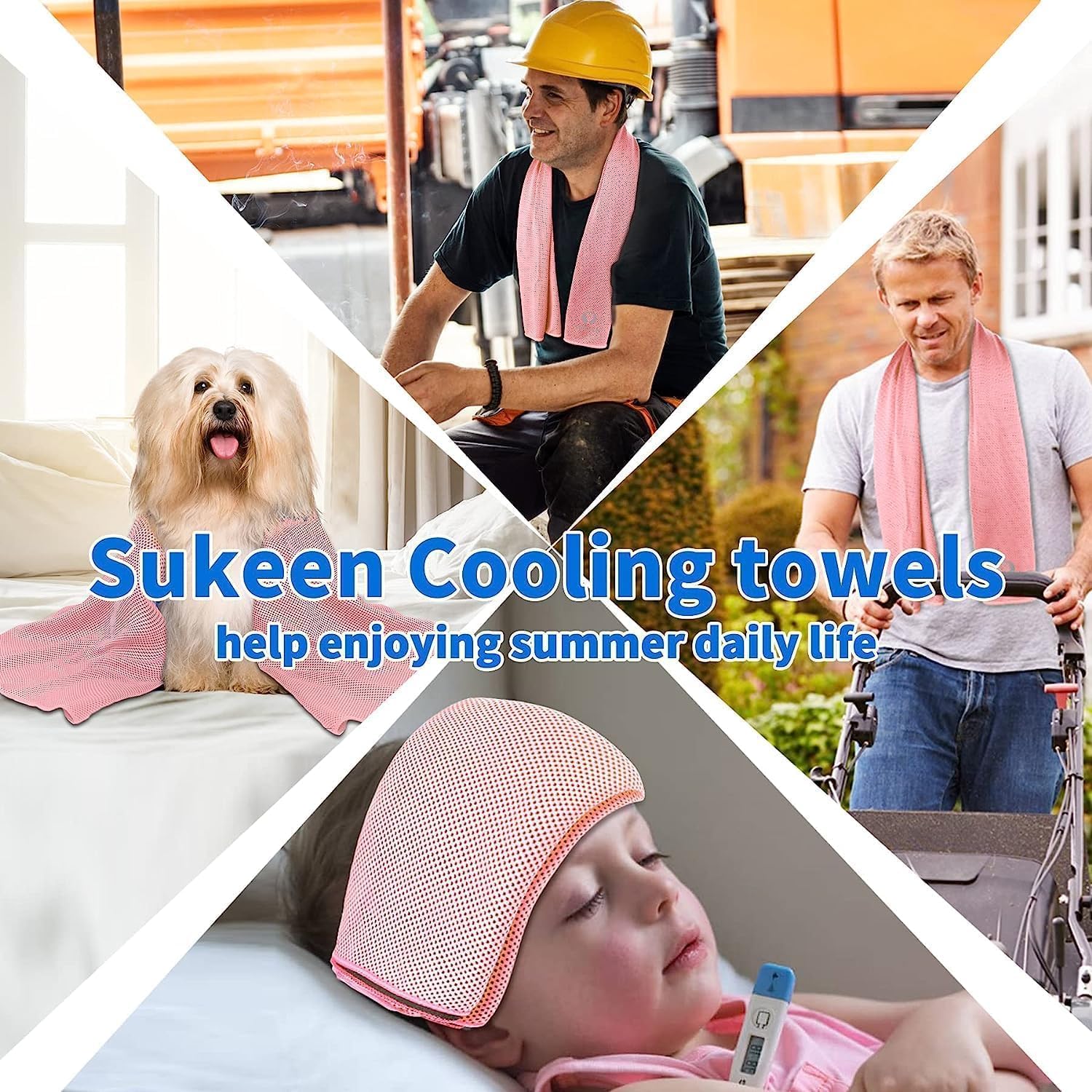 Thumbnail 3 de Sukeen 4 Pack Cooling Towel (40''x12'') – quick-drying neck cooling wraps for sports and summer