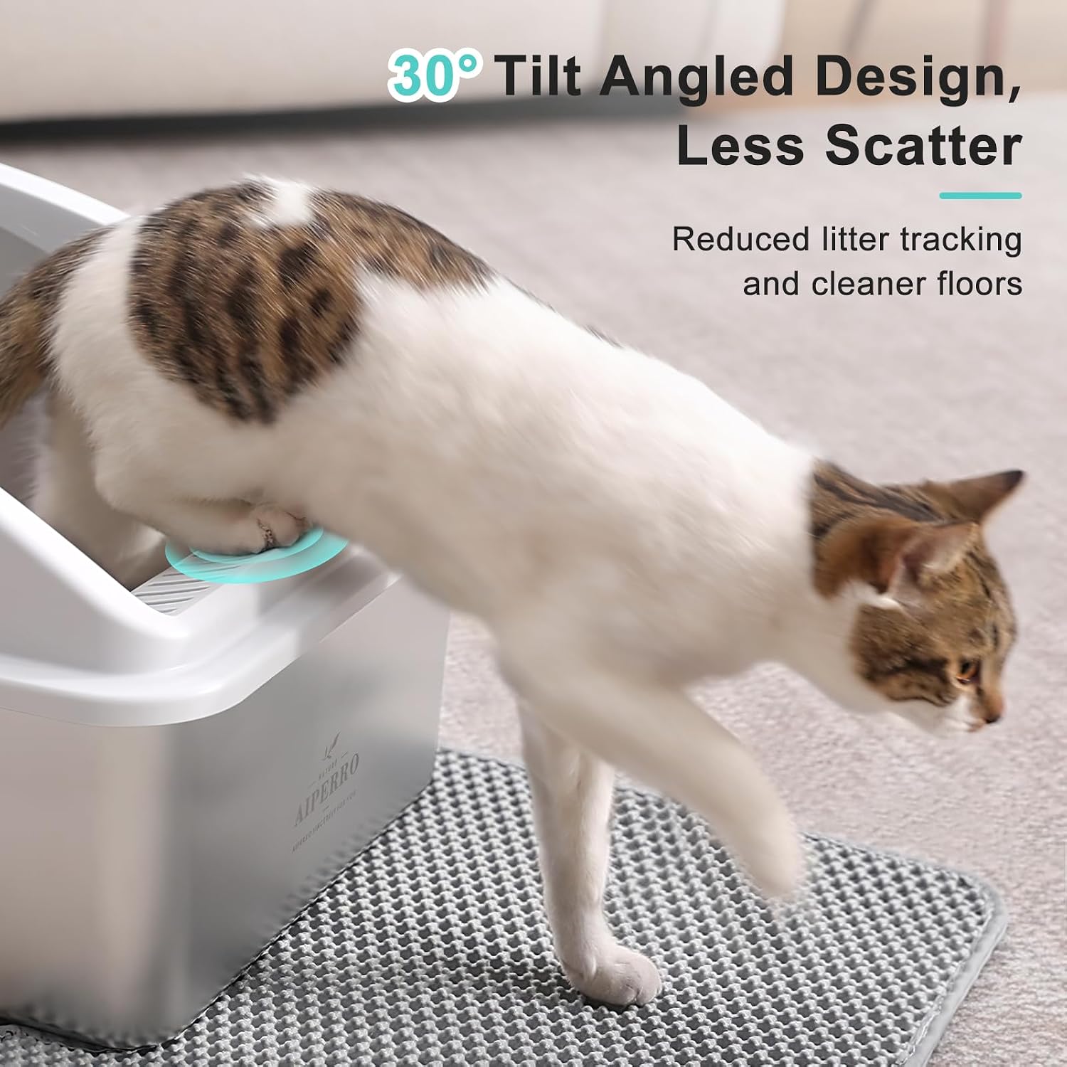 Detalle 2 de AIPERRO 8 inch Deepen Litter box Stainless Steel Cat Litter Box, XXL with Lid