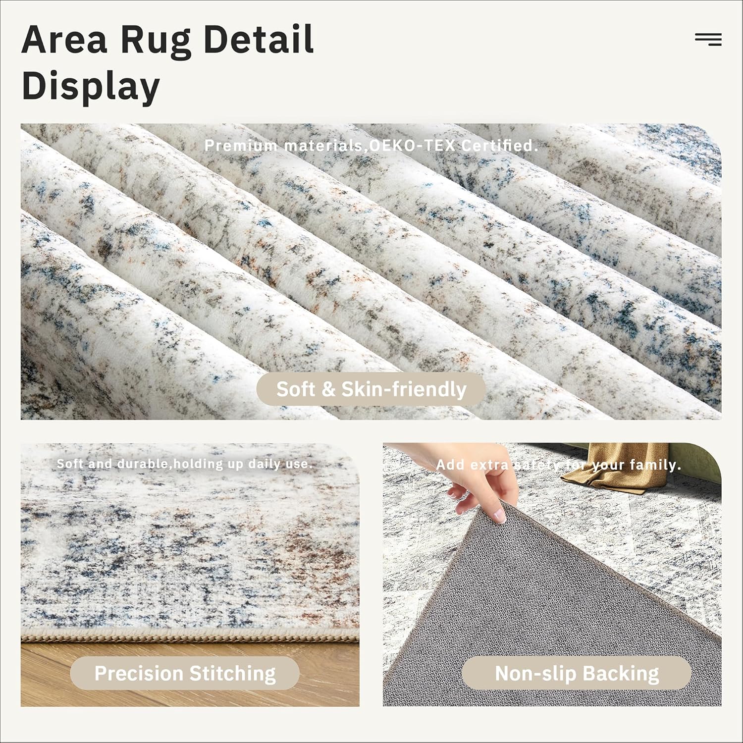 Thumbnail 5 de Soalmost 8x10 washable area rug, non-slip