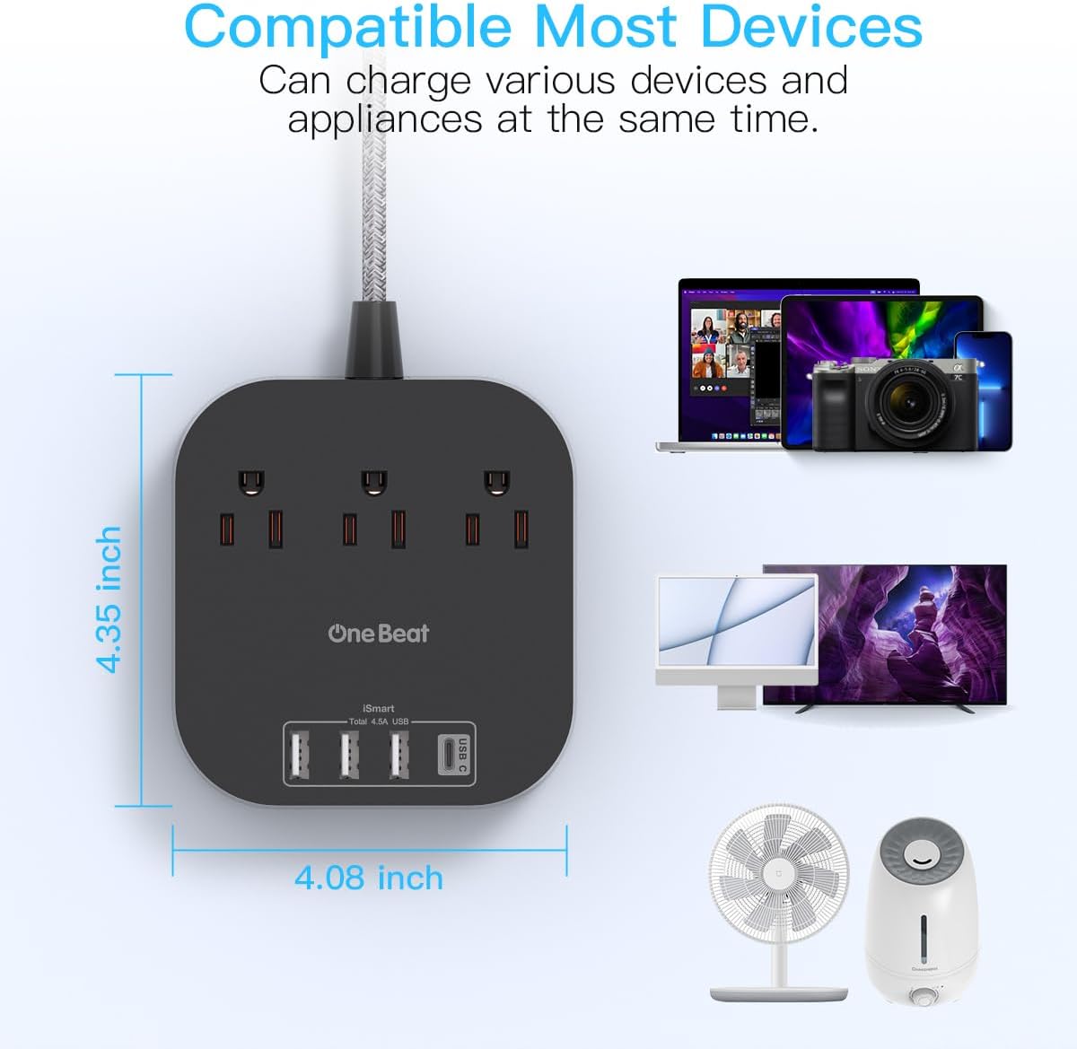 Thumbnail 5 de One Beat Power Strip 22.5W USB-C Charging Station 🔌