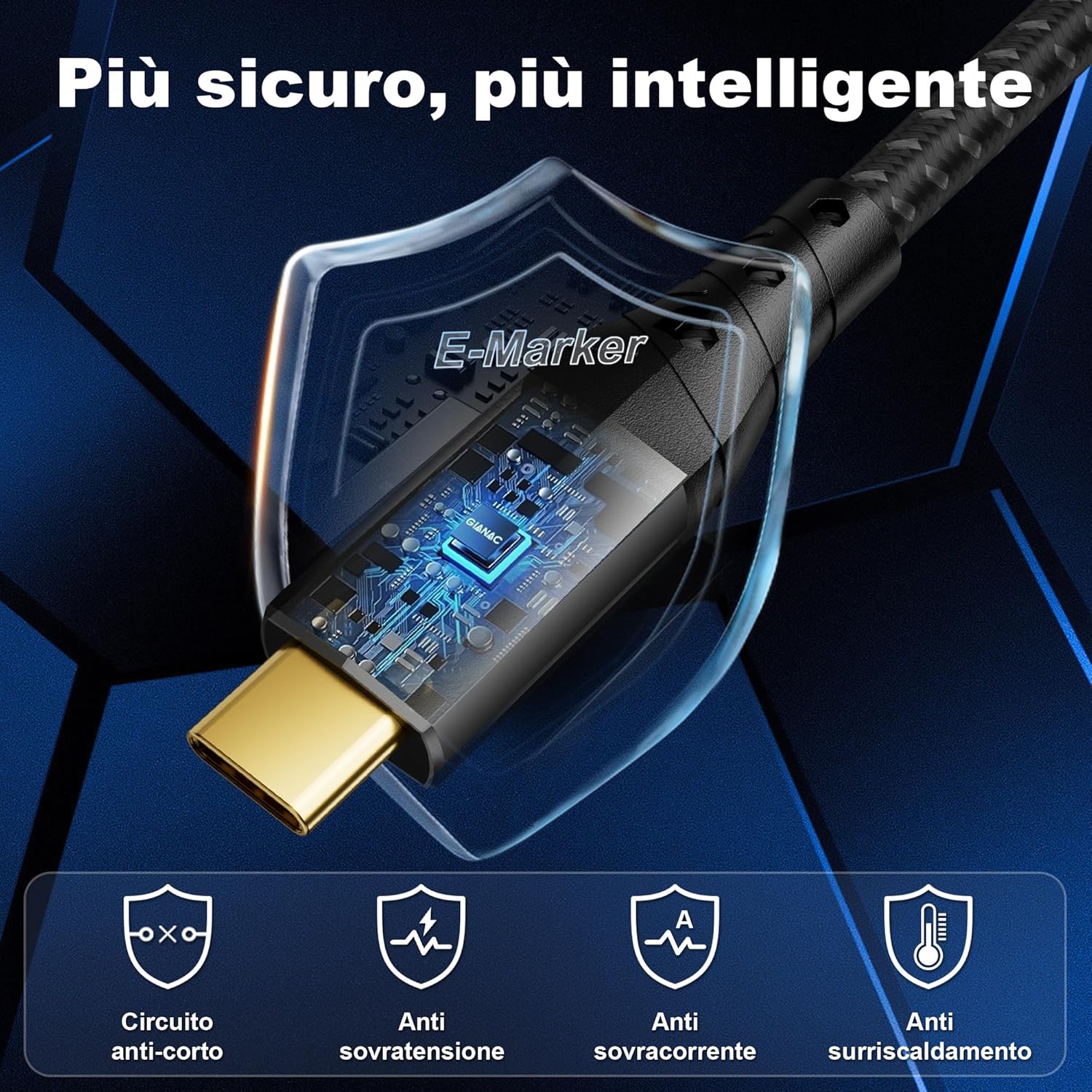 Detalle 2 de ZIKNYDO Cavo USB-C 1m: USB-C 3.2 Gen 2x2, video 8K/4K e ricarica fino a 240W per MacBook Pro, iPhone 16 e molto altro