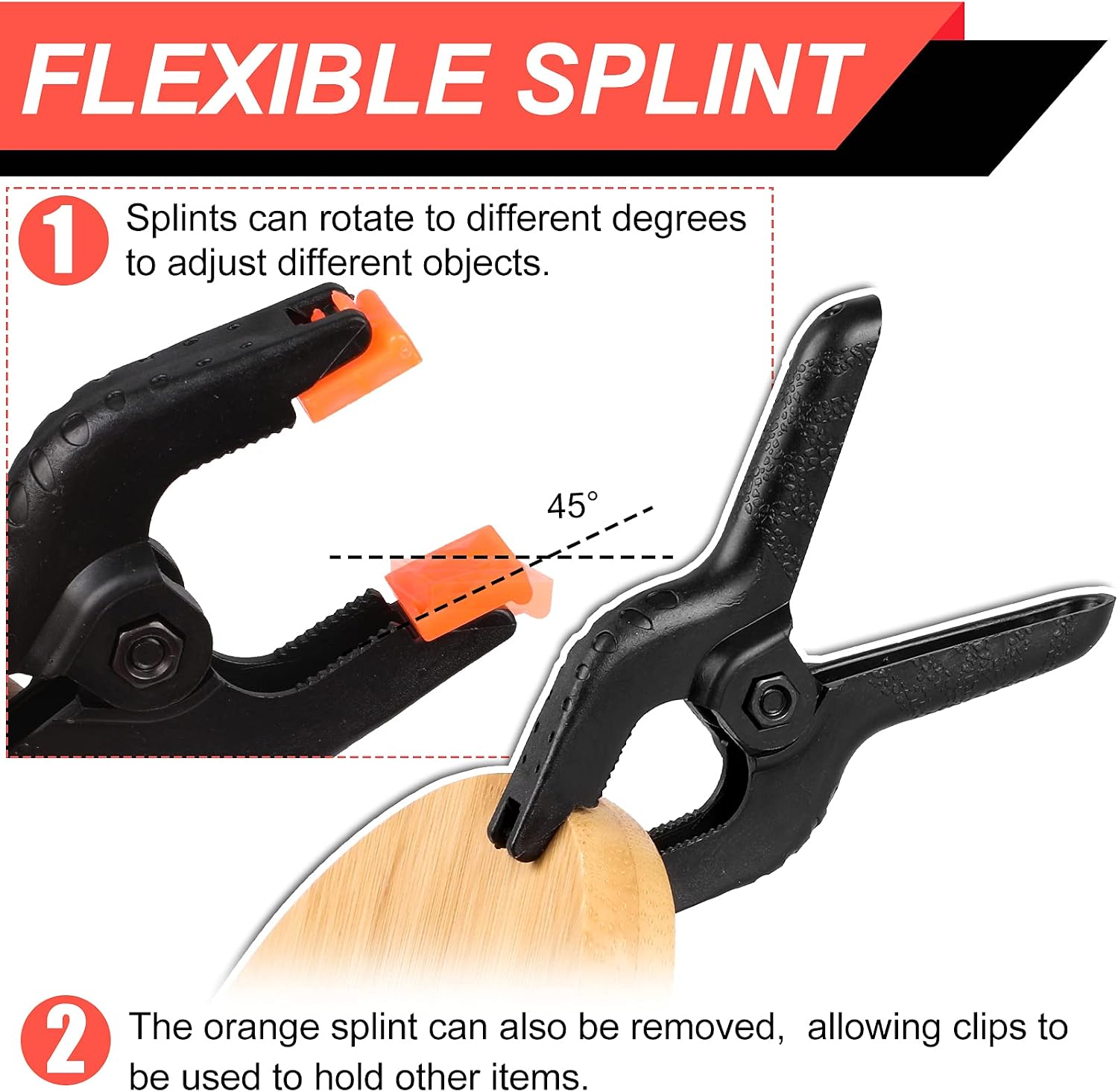Detalle 2 de Romeda AUB097P8L5TV Plastic Spring Clamps, 12-Pack, 3.5-Inch, Black