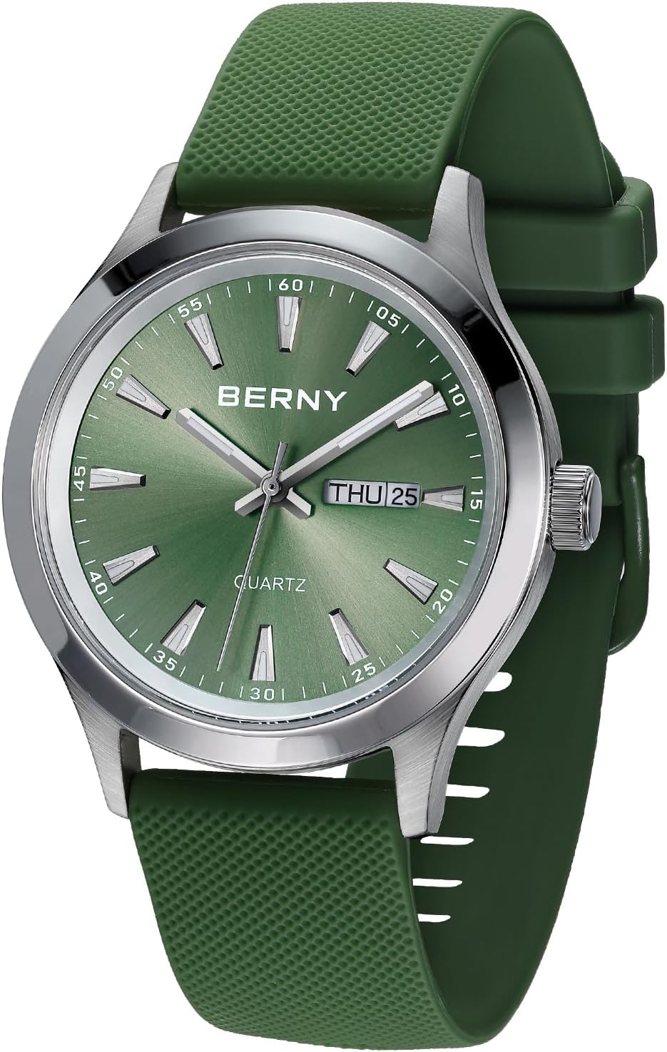 Detalle de BERNY Herren Quarz Modeuhr – wasserdicht, Datum, Silikonarmband