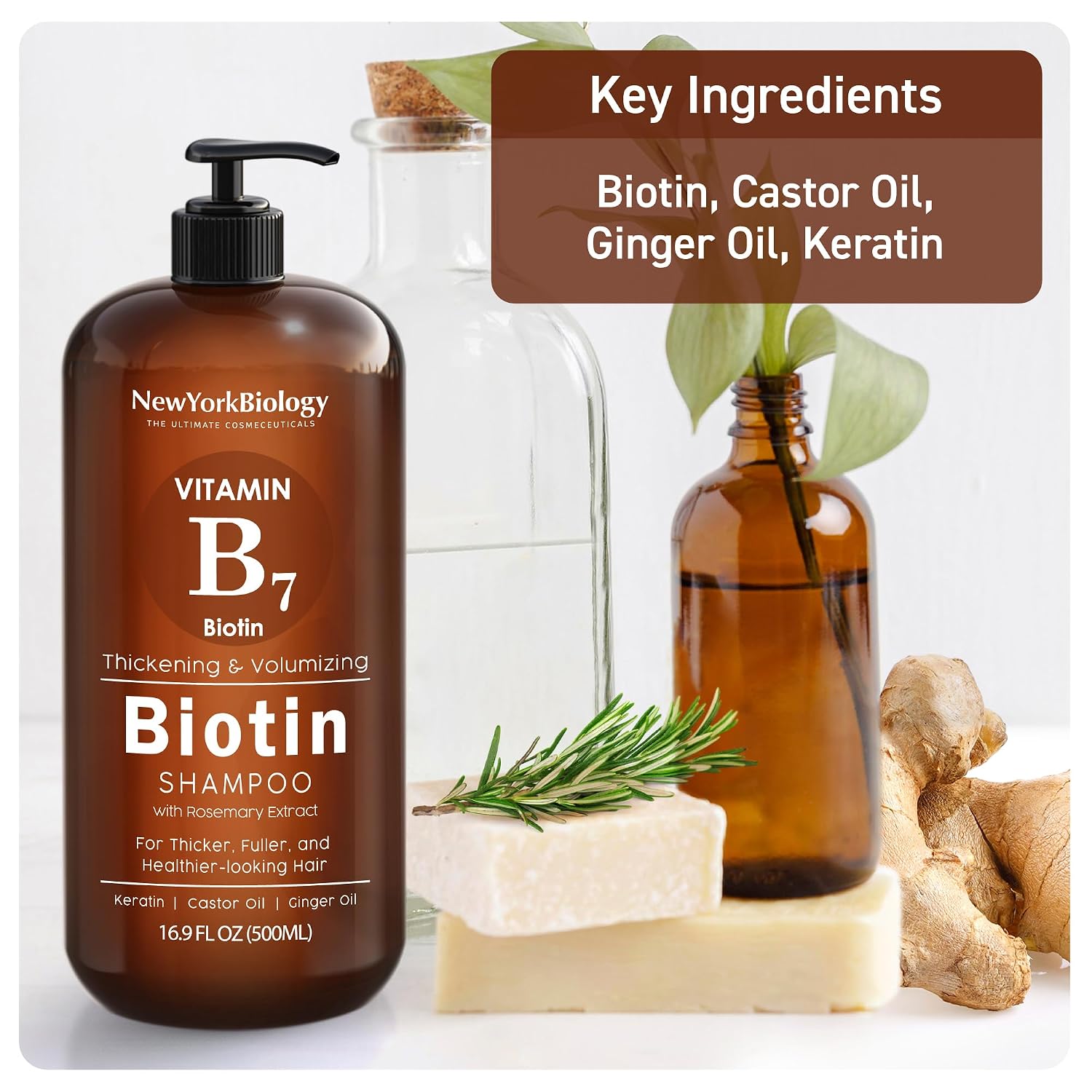 Detalle 1 de New York Biology Biotin Shampoo, 16.9 Fl Oz for Dry and Thin Hair