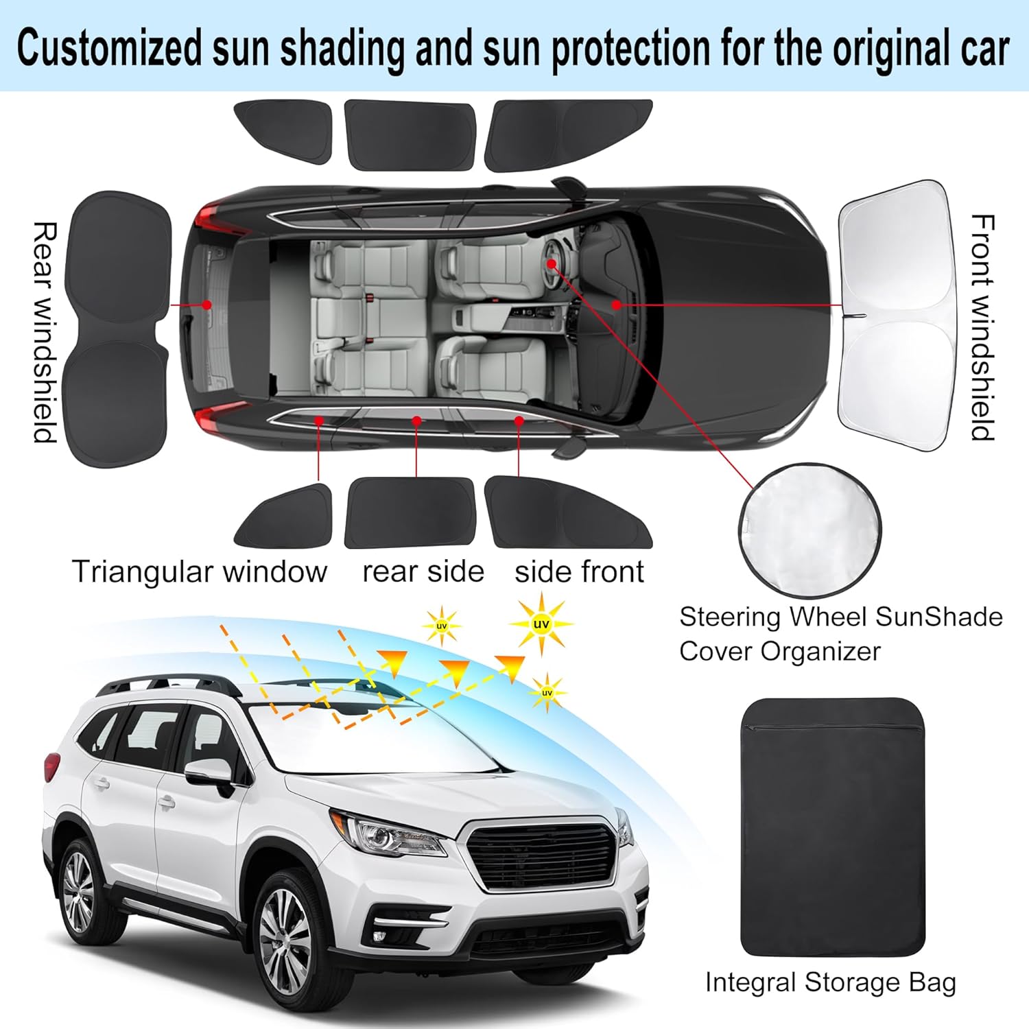Thumbnail 2 de TINGLU Window Shades for Subaru Ascent Touring (2019–2026) — 8-Piece Sun Shade & Privacy Kit