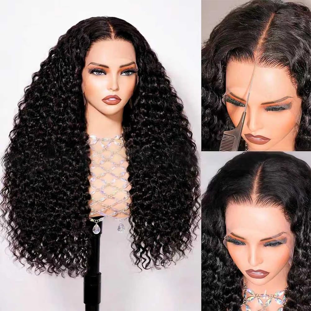 Detalle de Lemeiily 30-Inch Deep Wave HD Lace Front Human Hair Wig