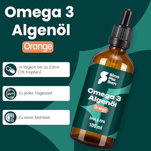 Thumbnail 2 de SinoPlaSan Premium Omega 3 Algenöl vegan hochdosiert 100 ml mit Orangennote
