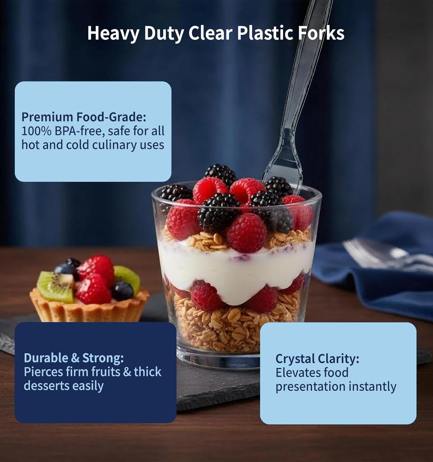 Thumbnail 6 de Voatree 390 Count Heavy Duty Clear Plastic Forks – 7 Inch, BPA-Free, Heat Resistant, Crystal Clear, Bulk