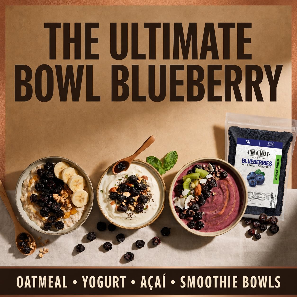 Detalle 2 de I'm A Nut Dried Blueberries, 2 lb (32 oz), Plump & Chewy, Peanut- and Gluten-Free