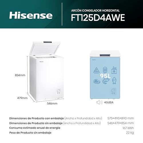 Thumbnail 1 de Hisense FT125D4AWE arcón congelador horizontal de 95L con modo frigorífico y Winter Guard