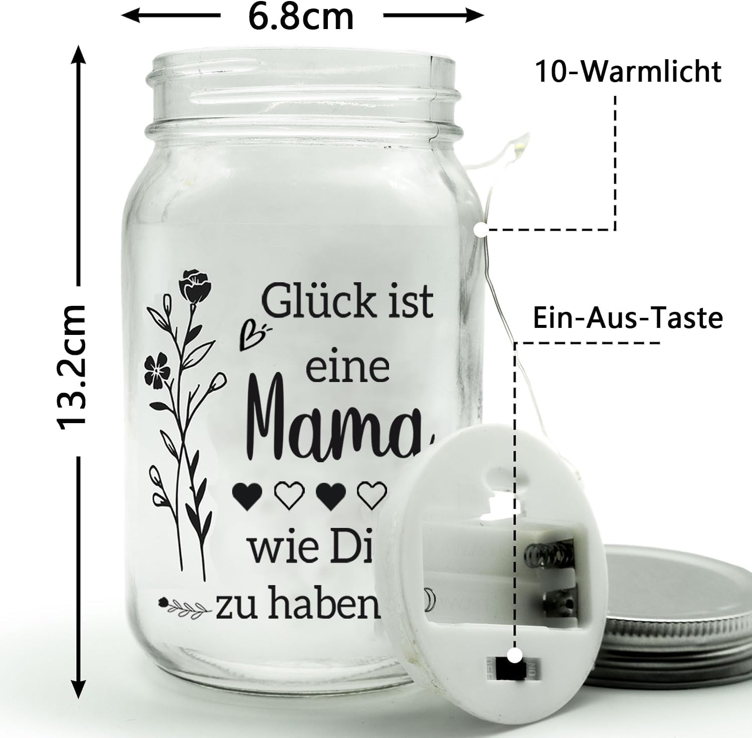 Thumbnail 1 de Nachtlicht für Mama als Geschenk: personalisierte Glasflasche mit Lichterkette (Starlight) – Mama-/Muttertagsgeschenk