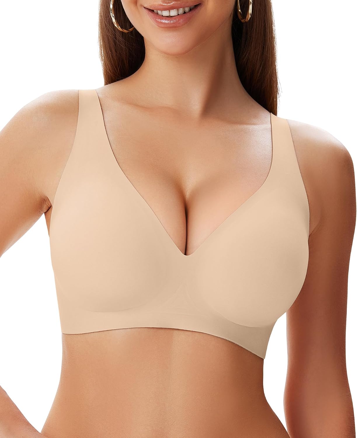Detalle de SIMIYA Jelly Bras, Wireless Seamless Convertible Criss-Cross Back Bra