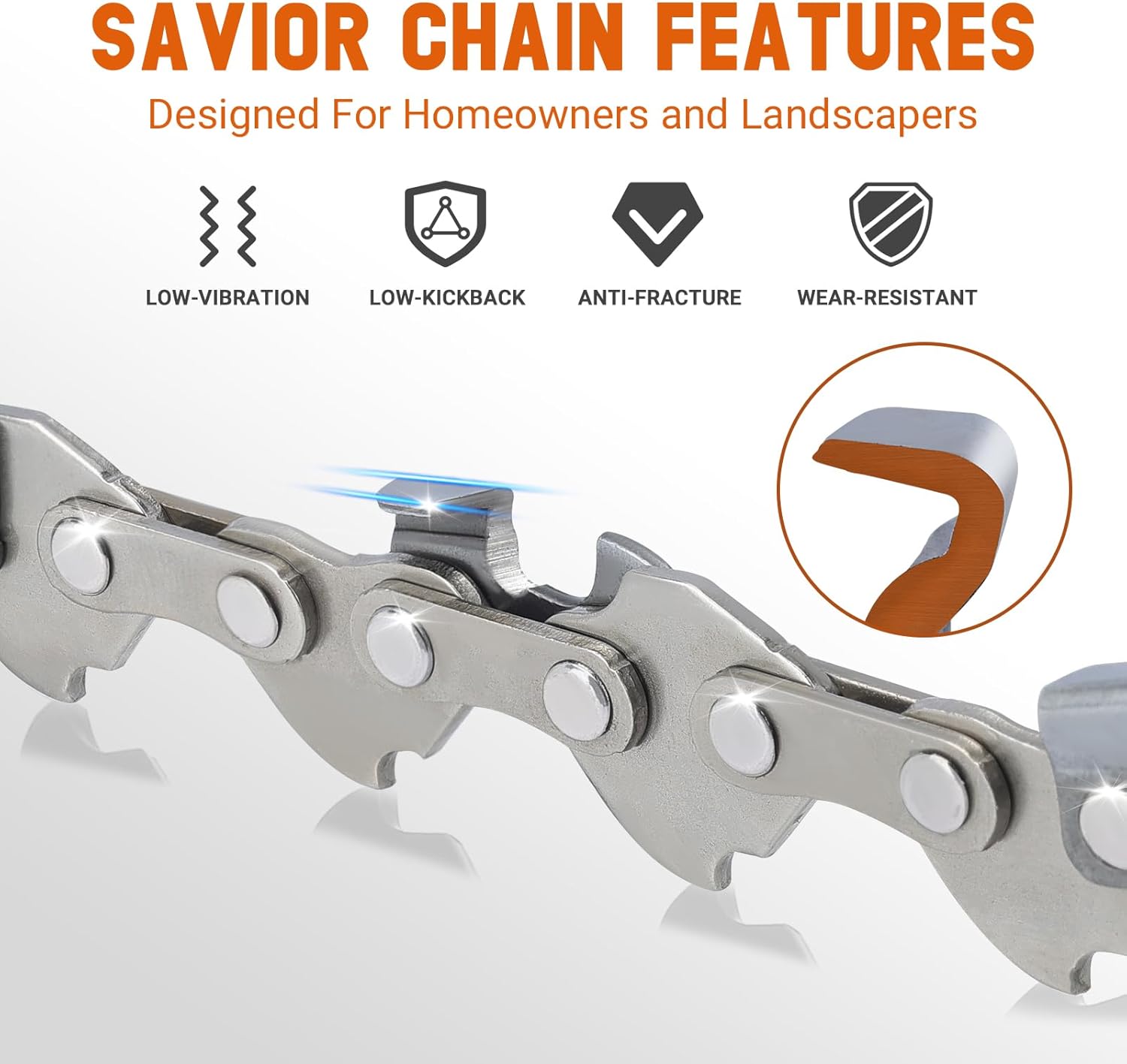 Thumbnail 2 de SAVIOR WA0142 Sägeketten (4 Stück) für Akku-Kettensägen mit 5-Zoll-Schiene, .300"LP, 1,1 mm, 28 Treibglieder