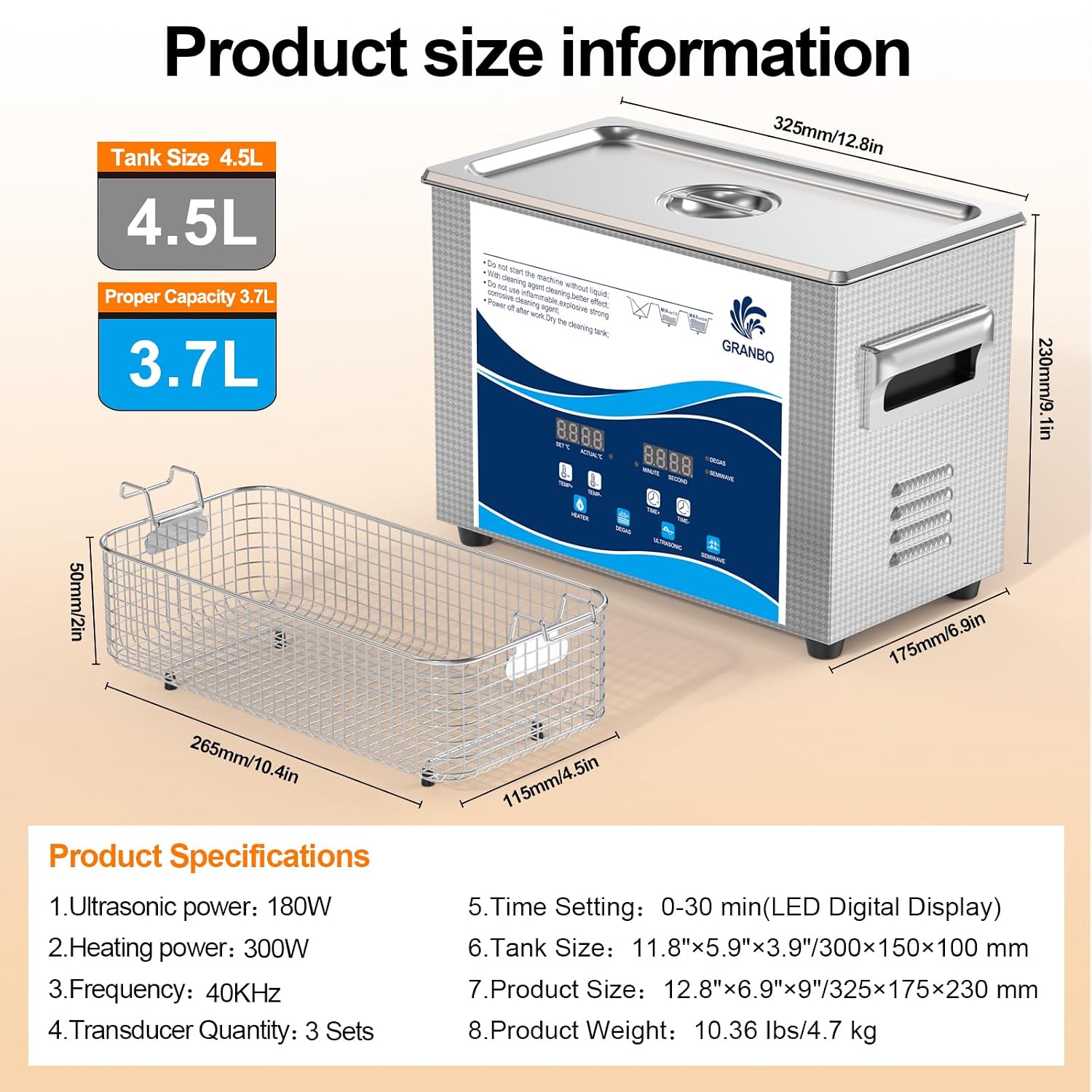 Detalle 2 de Granbo Ultrasonic Cleaner 4.5L
