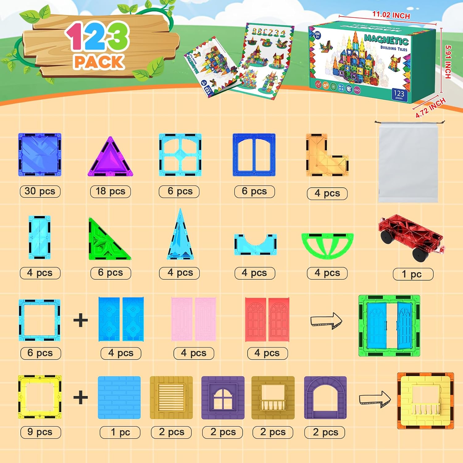 Thumbnail 1 de Magneverse 123PCS Magnetic Tiles – 2026 Upgrade for Creative Building