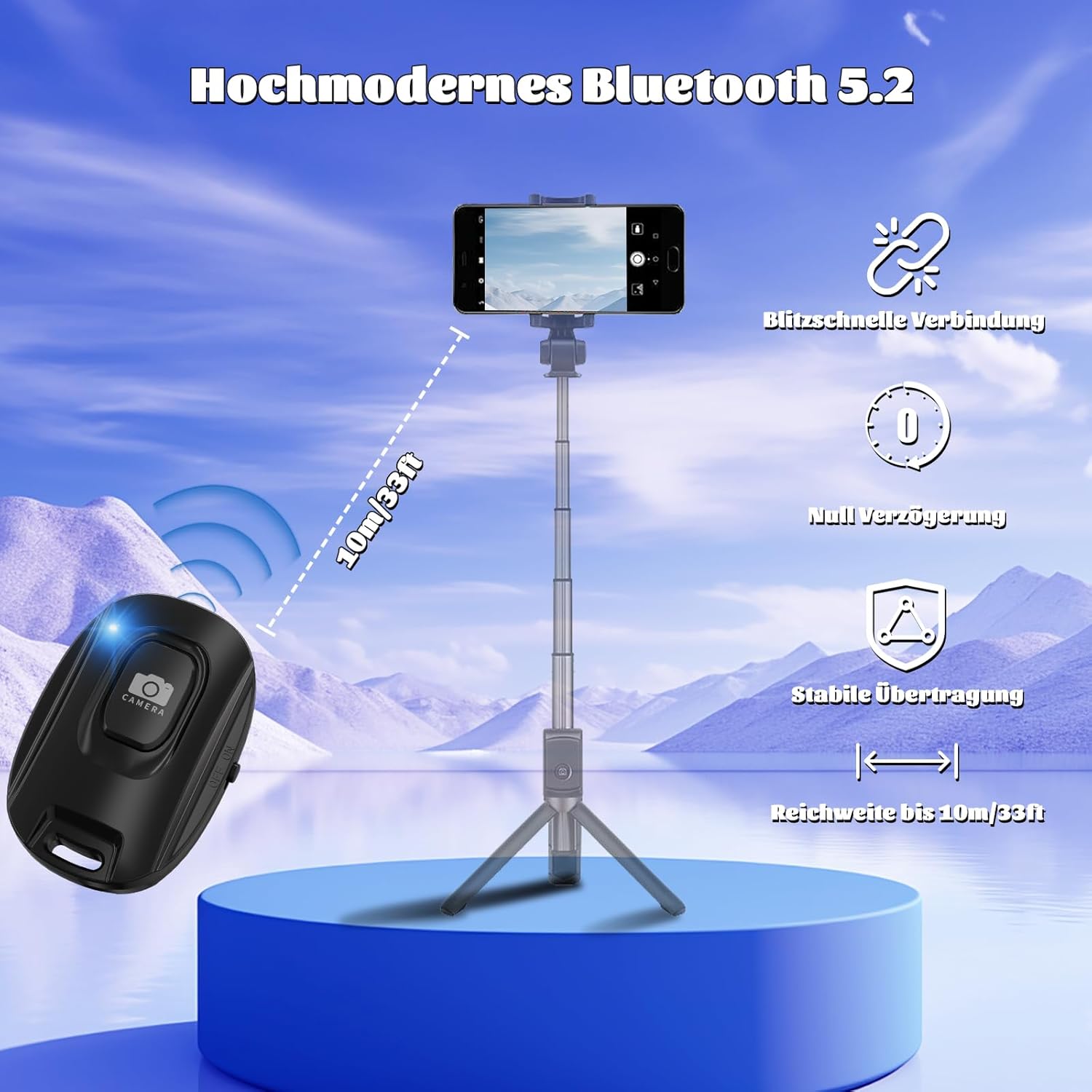 Thumbnail 2 de VYVIYON Bluetooth-Kameraauslöser für iOS & Android – Wiederaufladbare Fernbedienung mit Selfie-Knopf (2er Pack, Black & Pink)