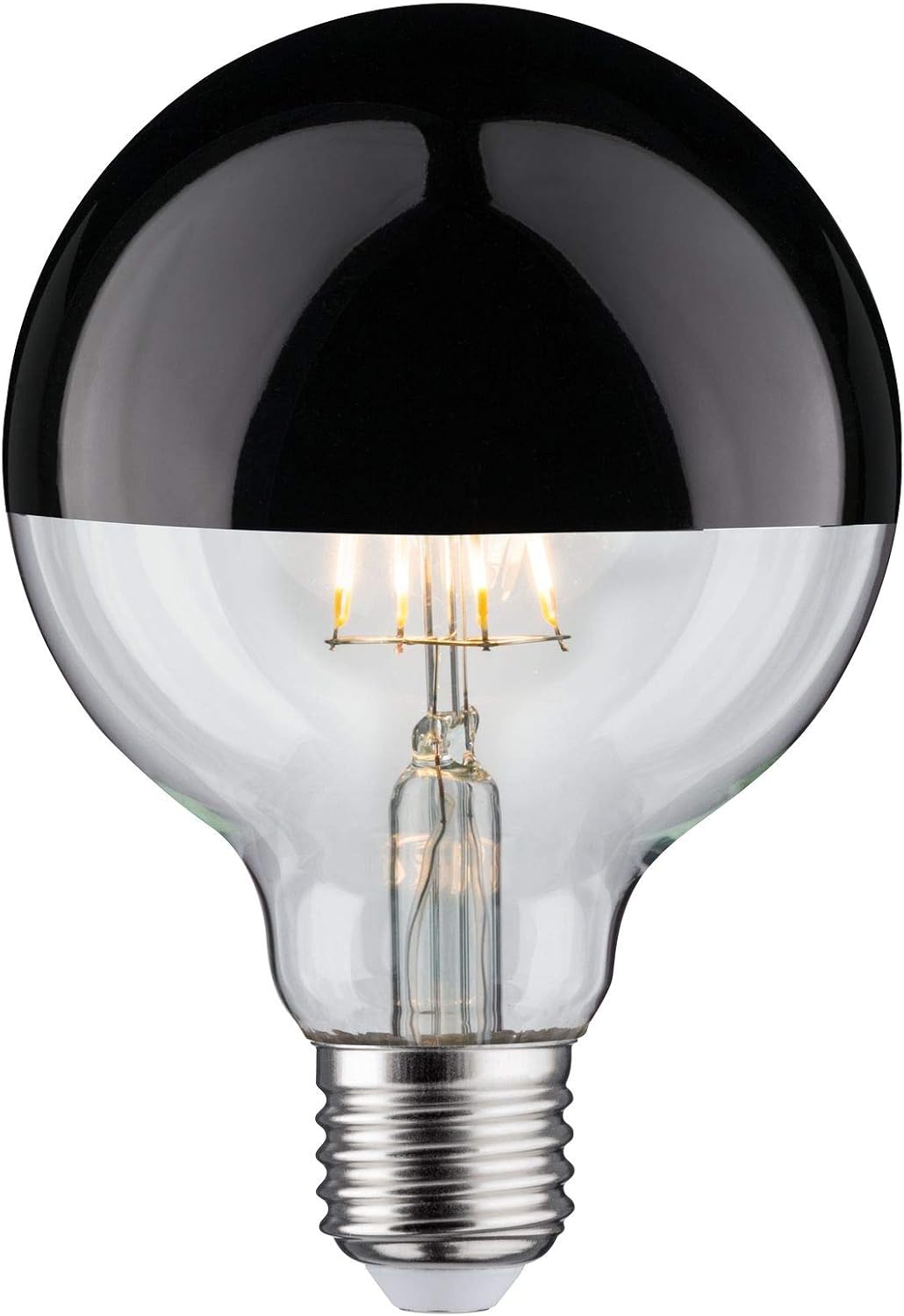 Detalle de Paulmann 28677 żarówka LED G95 E27, czarny chrom, 2700 K, ściemniana