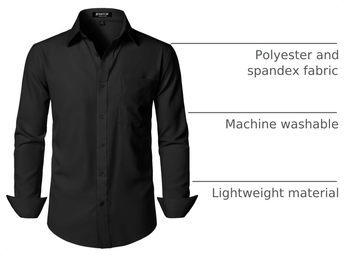 Detalle 2 de JEMITOP Men's Dress Shirt