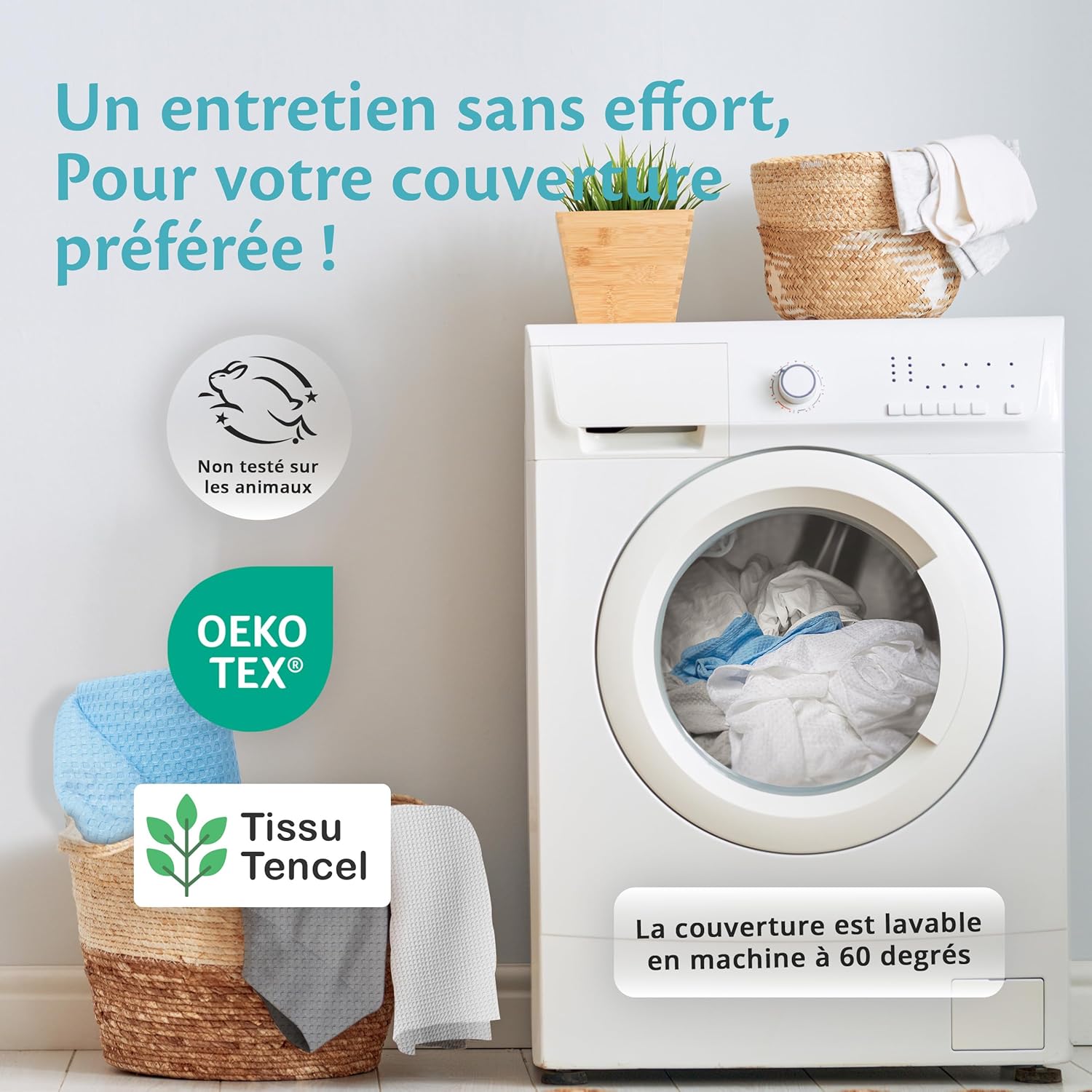 Thumbnail 5 de Couverture rafraîchissante d’été Ella en Tencel certifiée Oeko-Tex, 135x200 cm (bleu ciel)