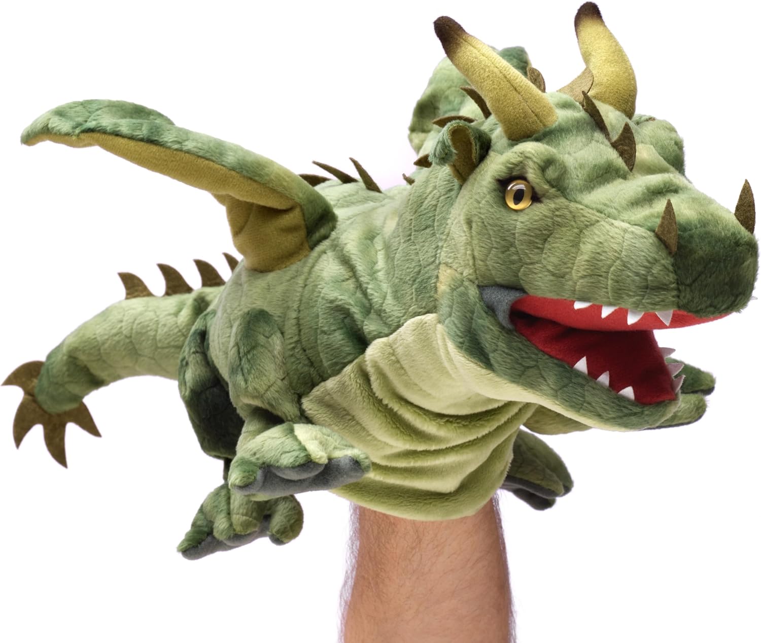 Detalle de Uni-Toys zielona pacynka-smok 49 cm, pluszowa z wypełnieniem z recyklingu