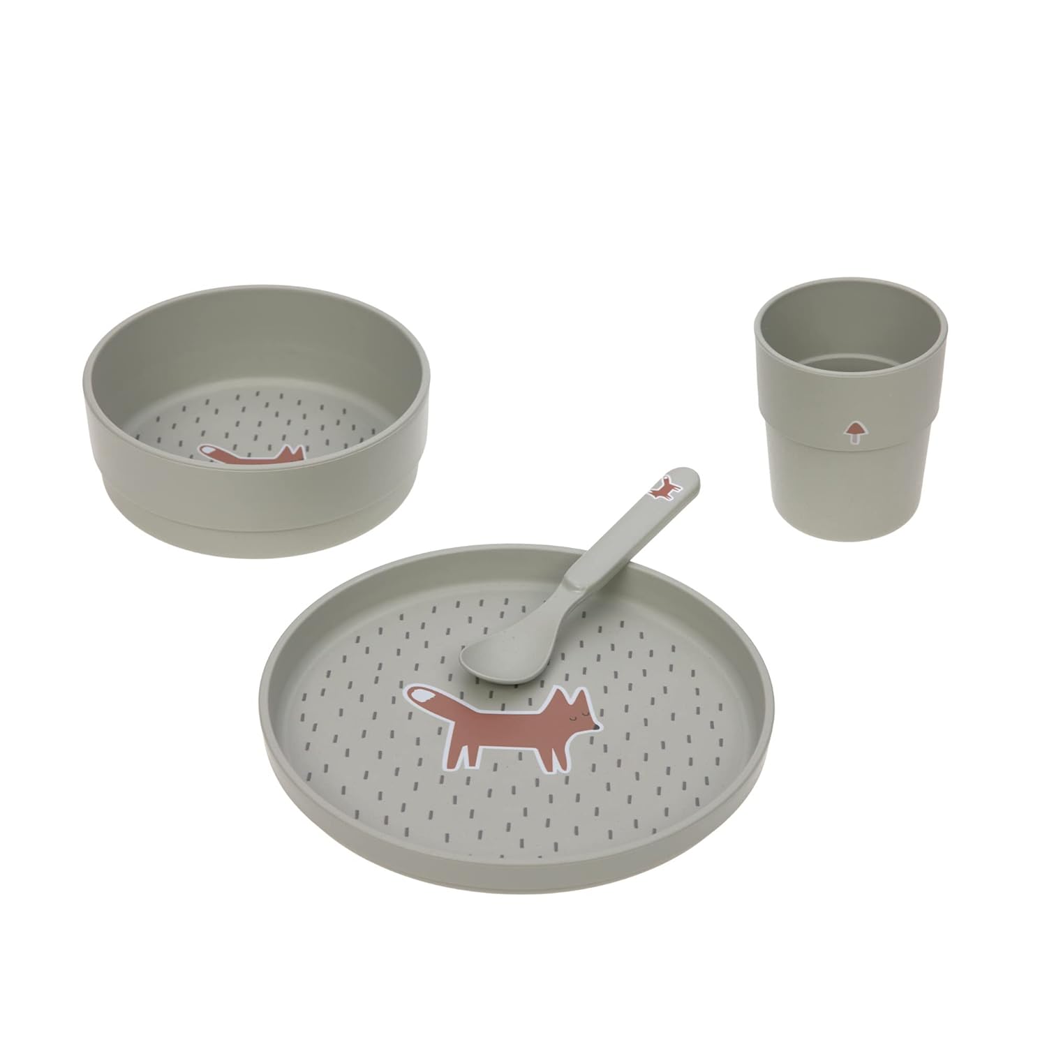 Detalle de LÄSSIG Kindergeschirr Set – Teller, Becher, Schälchen und Löffel, BPA-frei, spülmaschinen- und mikrowellengeeignet