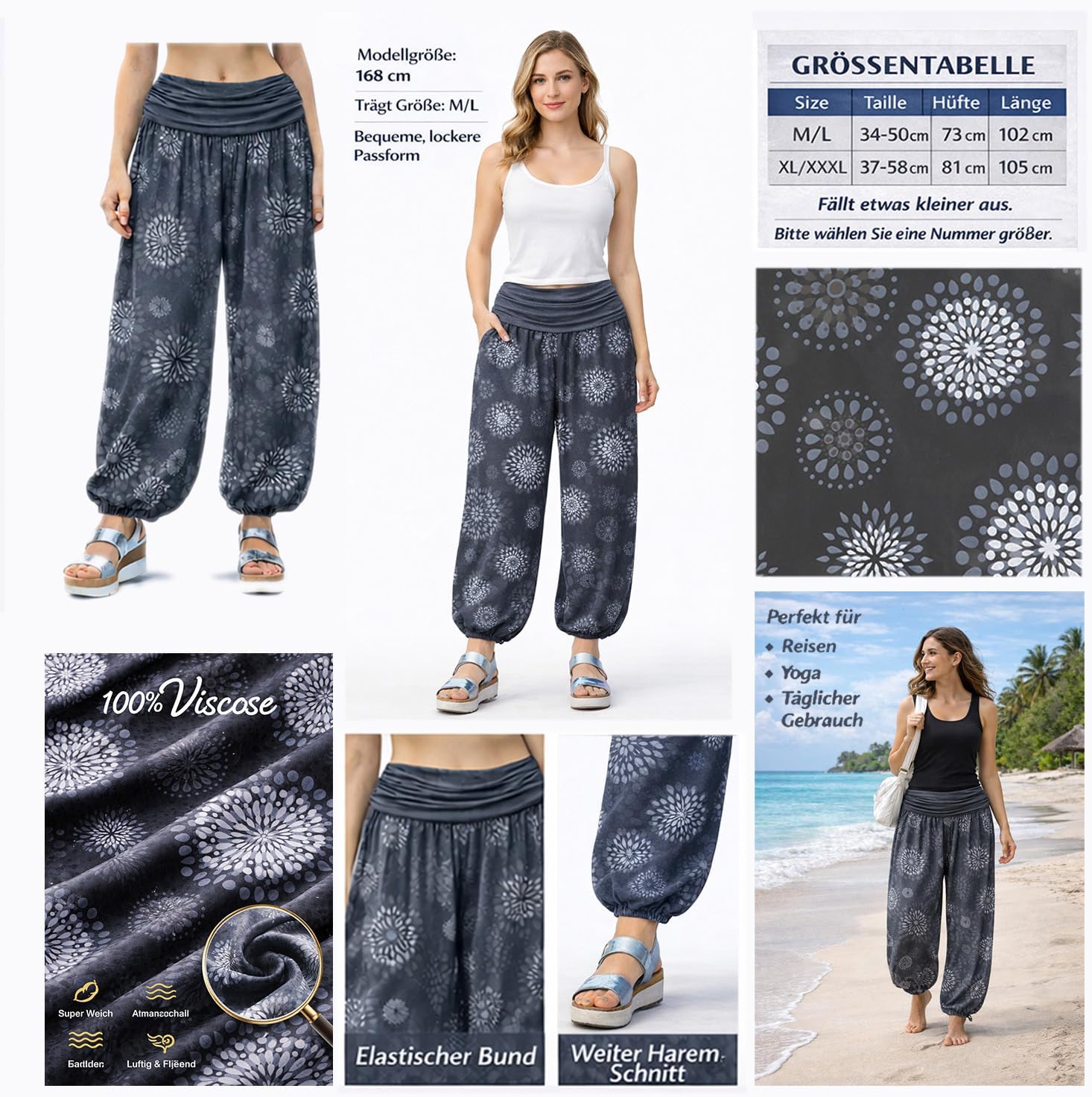 Thumbnail 2 de Glamexx24 Damen Haremshose – leichte Aladin-/Sarouelhose aus Viskose