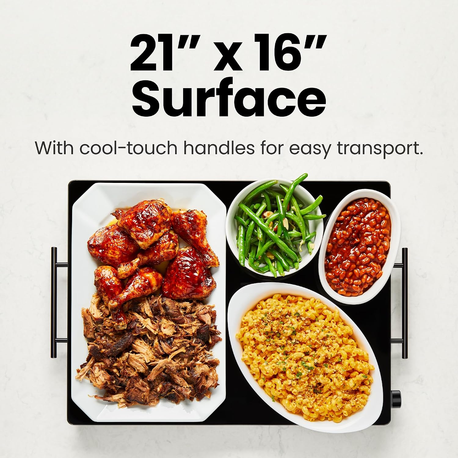Detalle de Chefman Electric Warming Tray with Adjustable Temperature Control (21” x 16” Glass-Top)