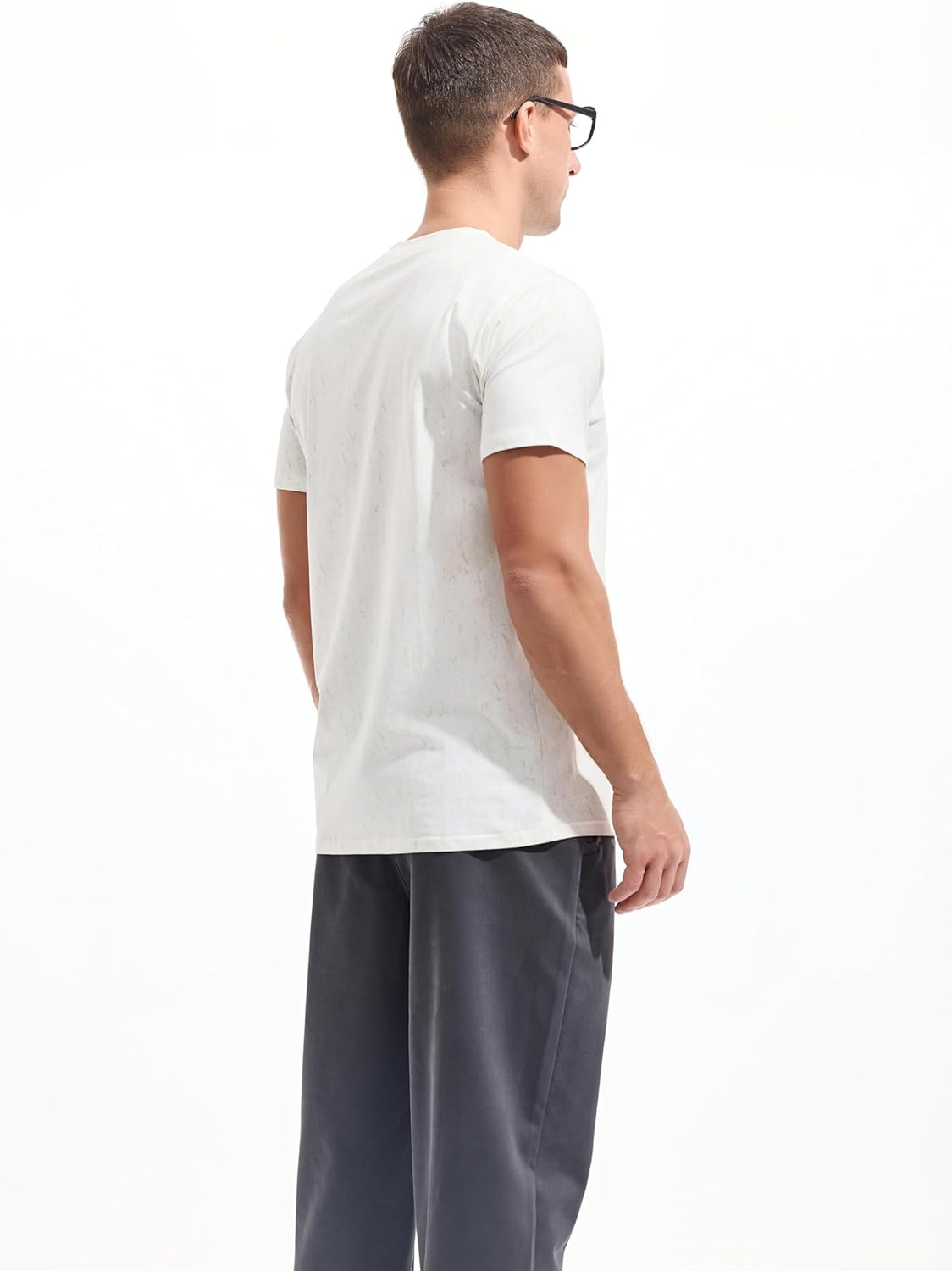 Thumbnail 3 de RONOMO Herren V-Ausschnitt T-Shirt Casual – vielseitiges Basic-Top mit Two-Tone Garngefärbtem Gewebe
