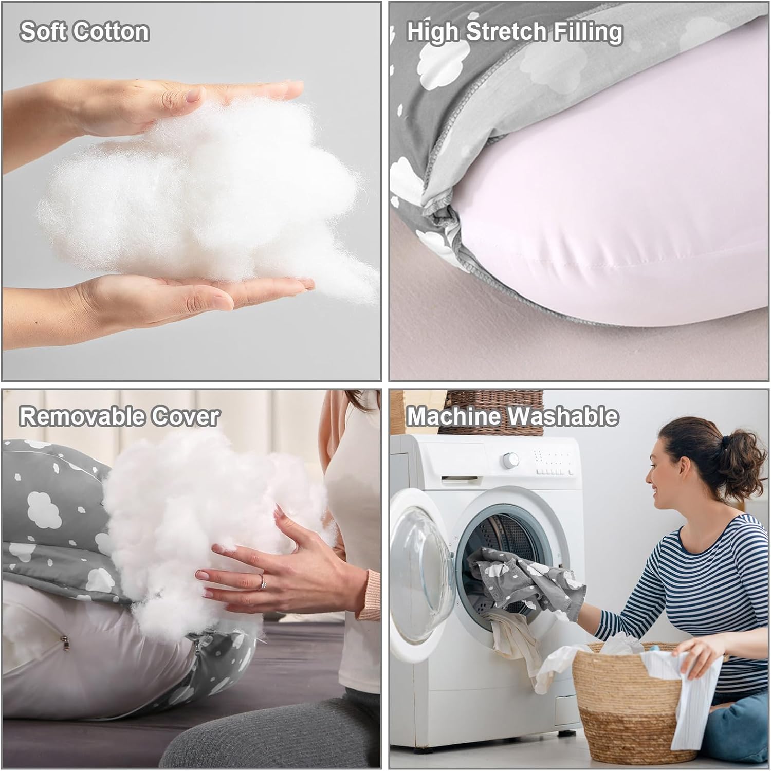 Thumbnail 1 de Topchances Pregnancy Pillow U-Shaped 100% Cotton 🤱