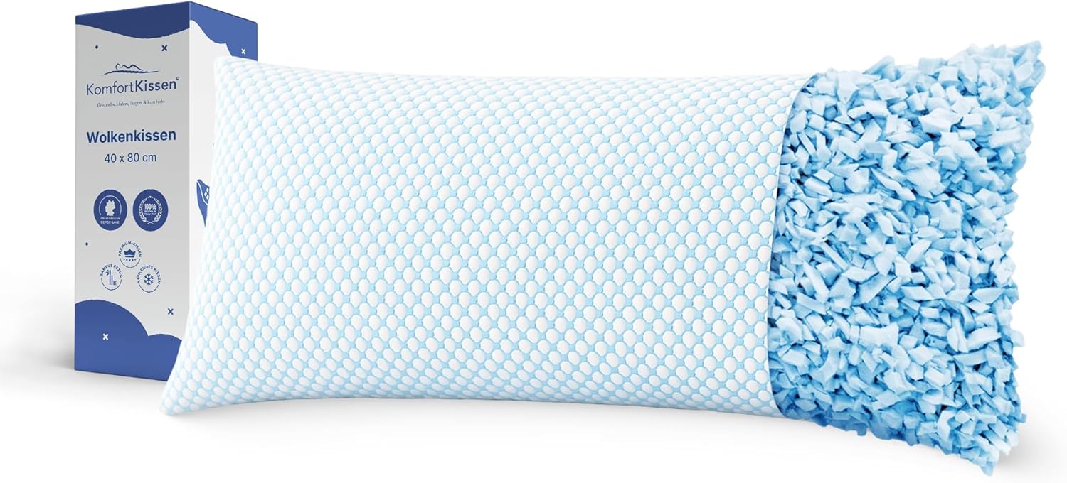 Detalle de MKS Kopfkissen 80x80 – 2er Set mit Memory Foam, kühlendem Gel