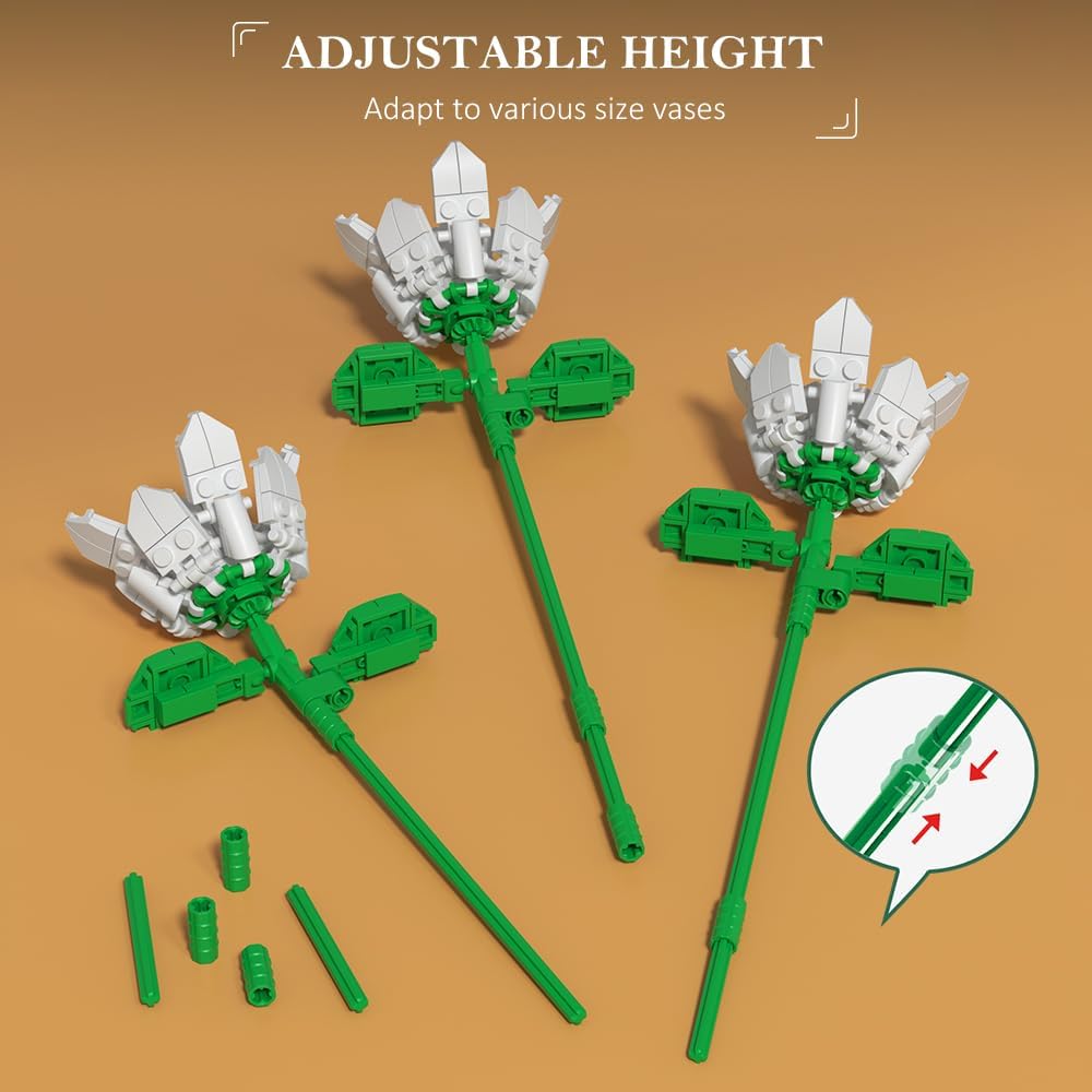 Thumbnail 6 de HOGOKIDS Flower Bouquet Set for Adults (Valentine) – 1461pcs botanical DIY artificial flowers with 18 sticks