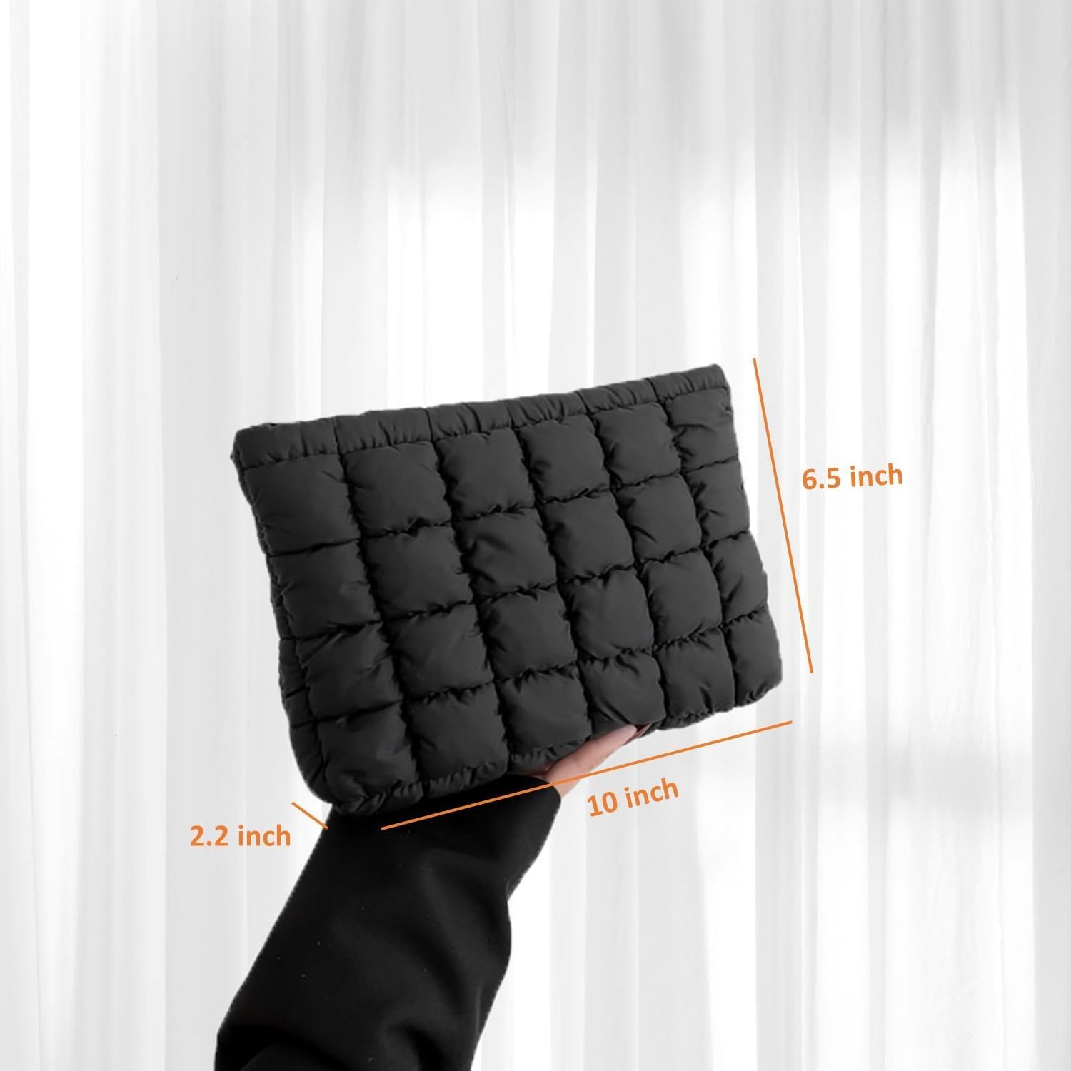 Detalle 1 de HFLZBRO gewatteerde make-uptas en reistoilettas van nylon, waterbestendig, zwart