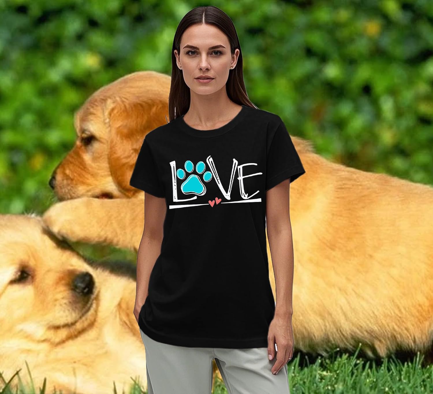 Detalle de Qskall Womens Mama Treat Dealer Dog Paw Printing Tee
