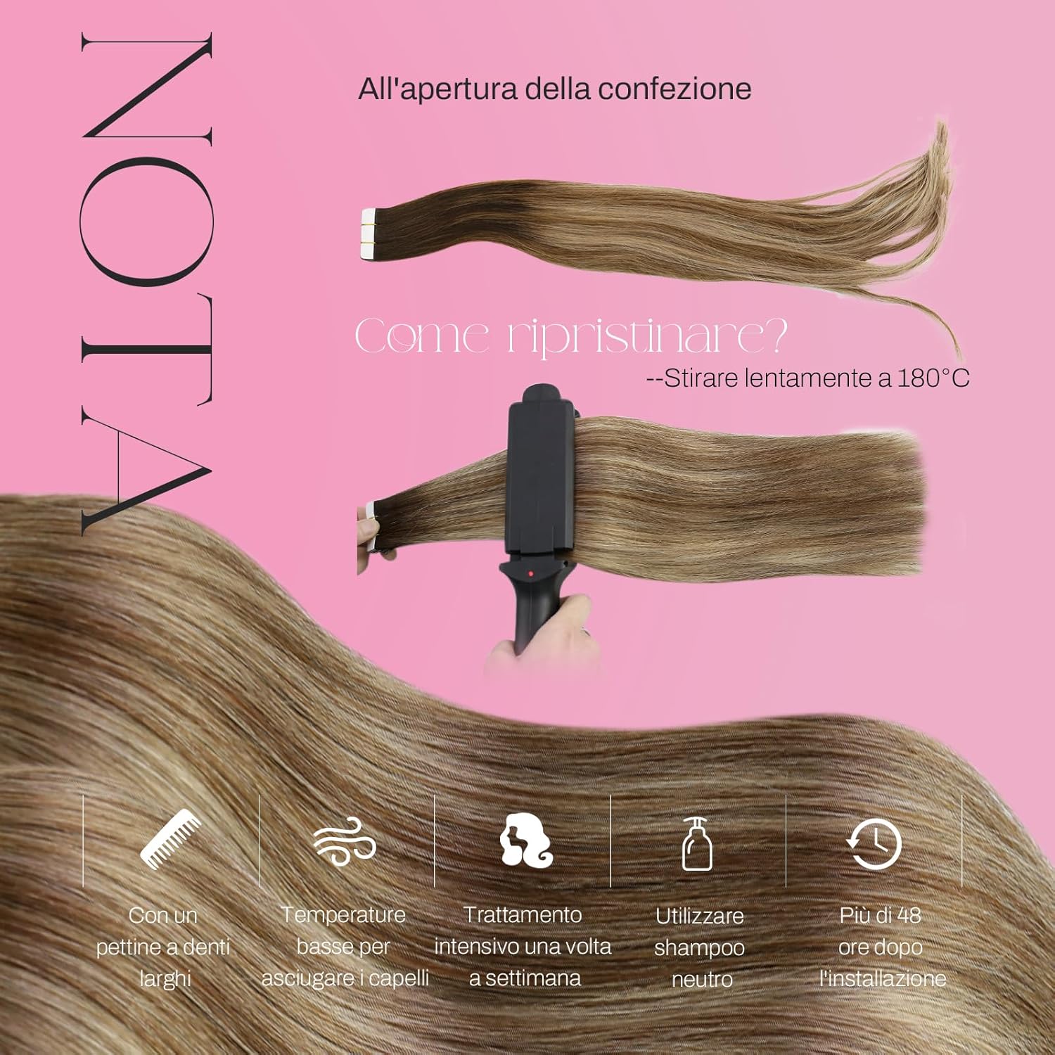 Thumbnail 4 de Moresoo Extension Capelli Veri Biadesivo Balayage 40 cm, 20 pezzi #4/6/613