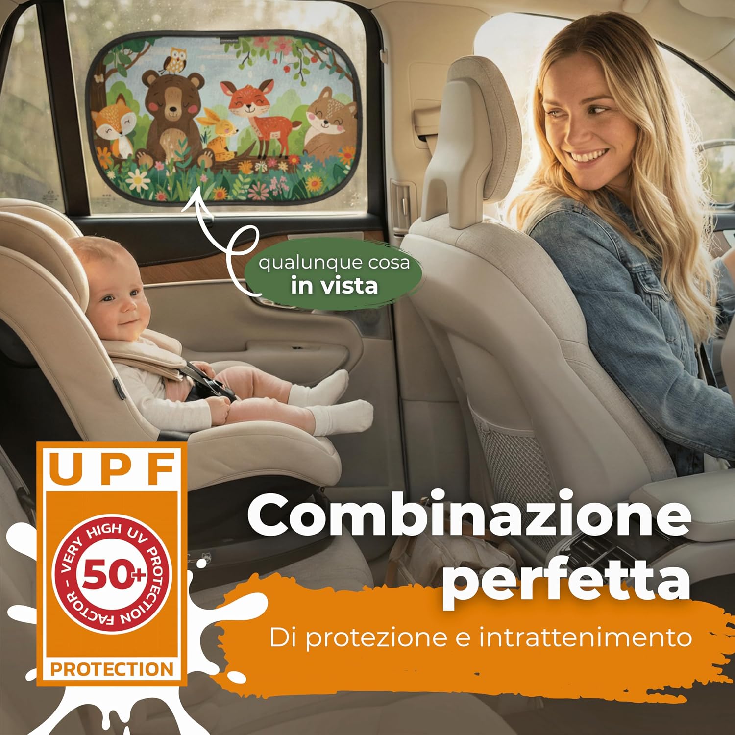 Thumbnail 3 de CARAMAZ Parasole Auto per Bambini con Protezione UV UPF50+ | Attacco senza ventose 51x31 cm (2 pezzi)