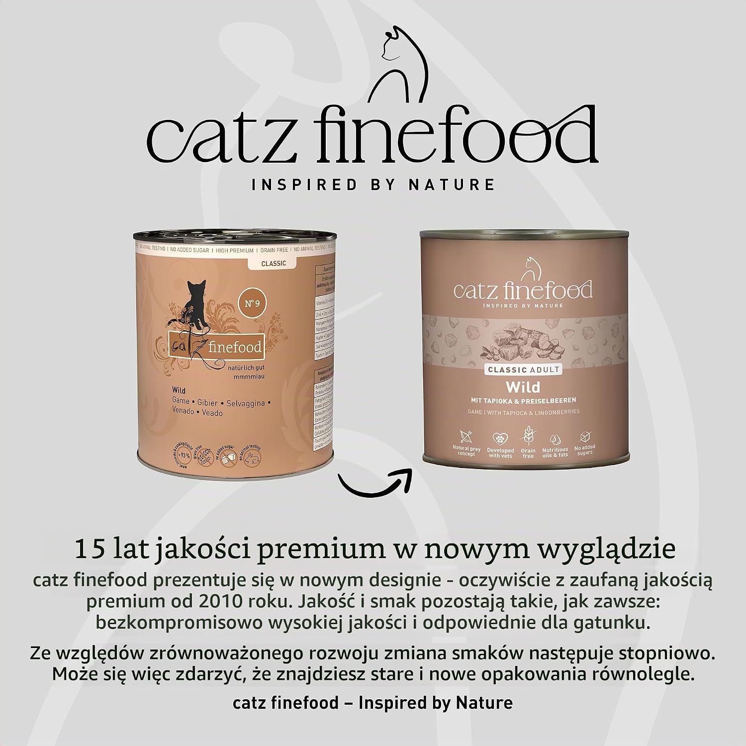 Detalle de catz finefood N° 9 mokra karma dla kotów z dziczyzną, ziemniakami i żurawiną, 6 × 800 g