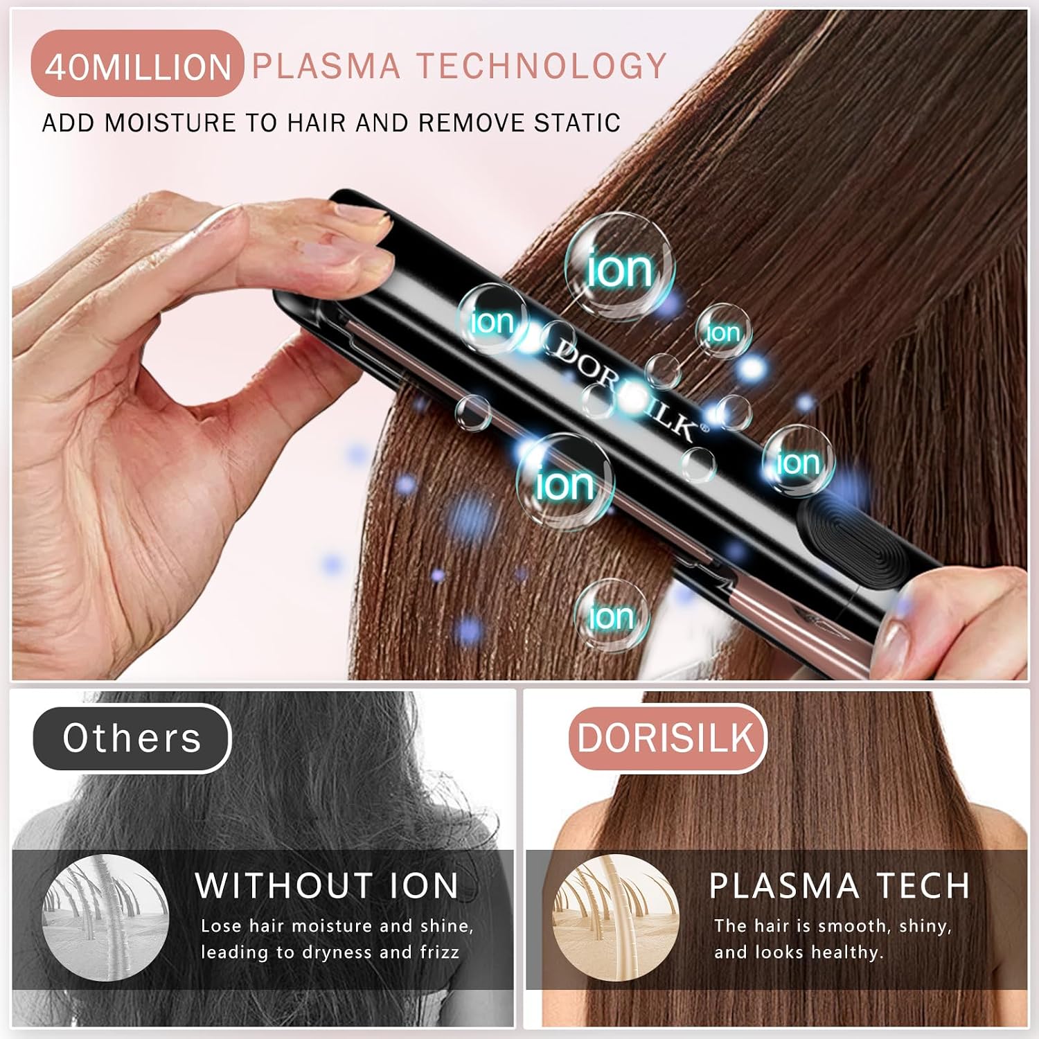Detalle 2 de DORISILK 1-Inch Ceramic Flat Iron for Straightening and Curling