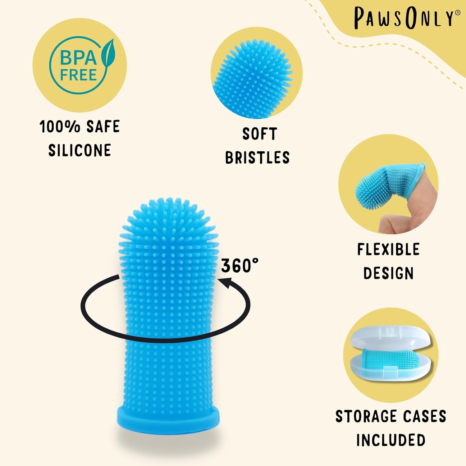 Thumbnail 2 de PawsOnly Dog Finger Toothbrush 2-Pack 360°