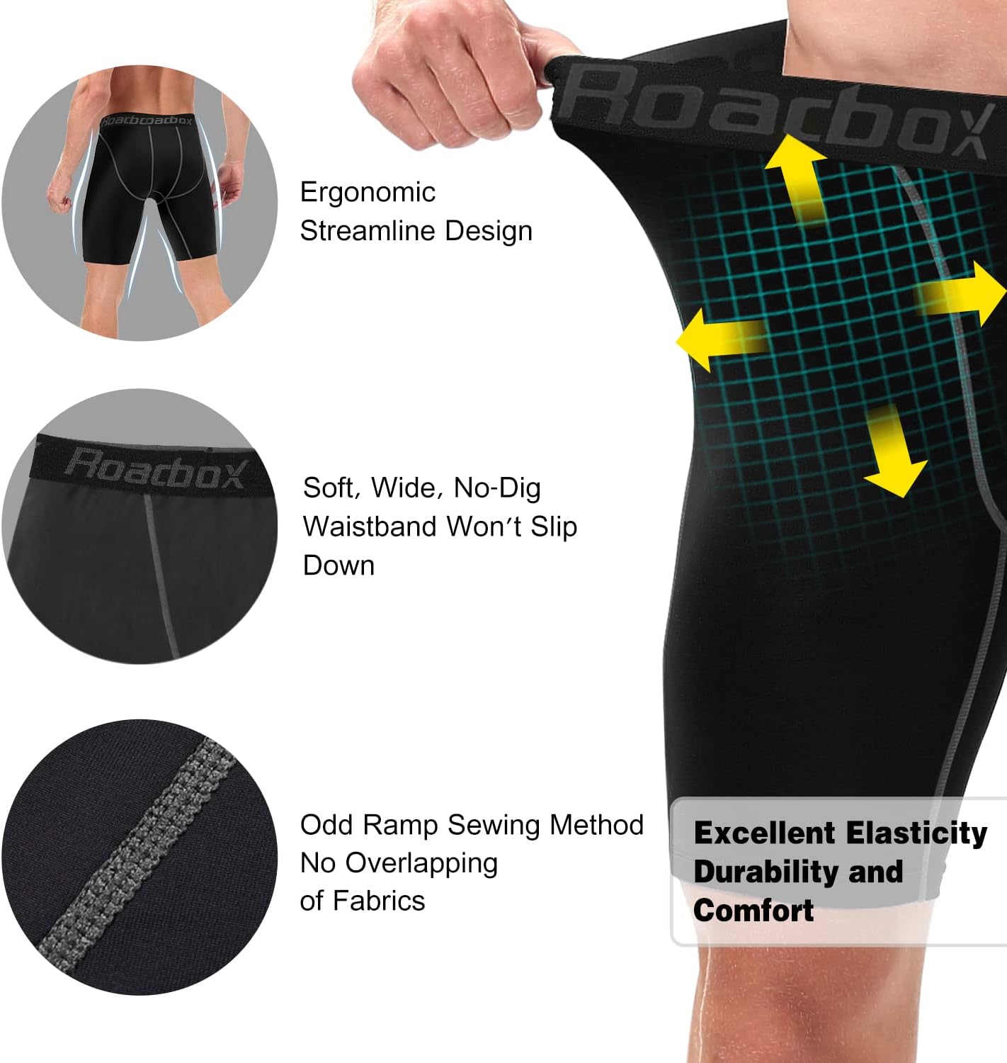 Thumbnail 4 de Roadbox Herren Kompressionsshorts – 1, 2 oder 3er Pack, schnelltrocknender Base Layer