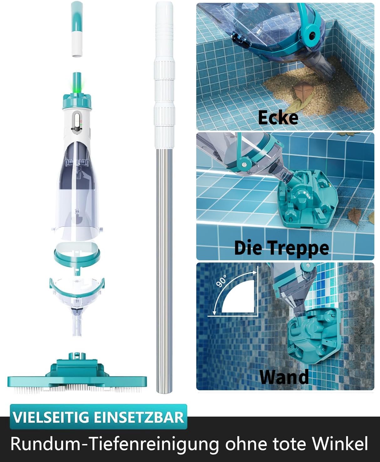 Thumbnail 3 de FOTING Akku-Poolsauger mit All-Angle-Saugfunktion, bis 4.200 l/h und LED-Display (für oberirdische Pools)