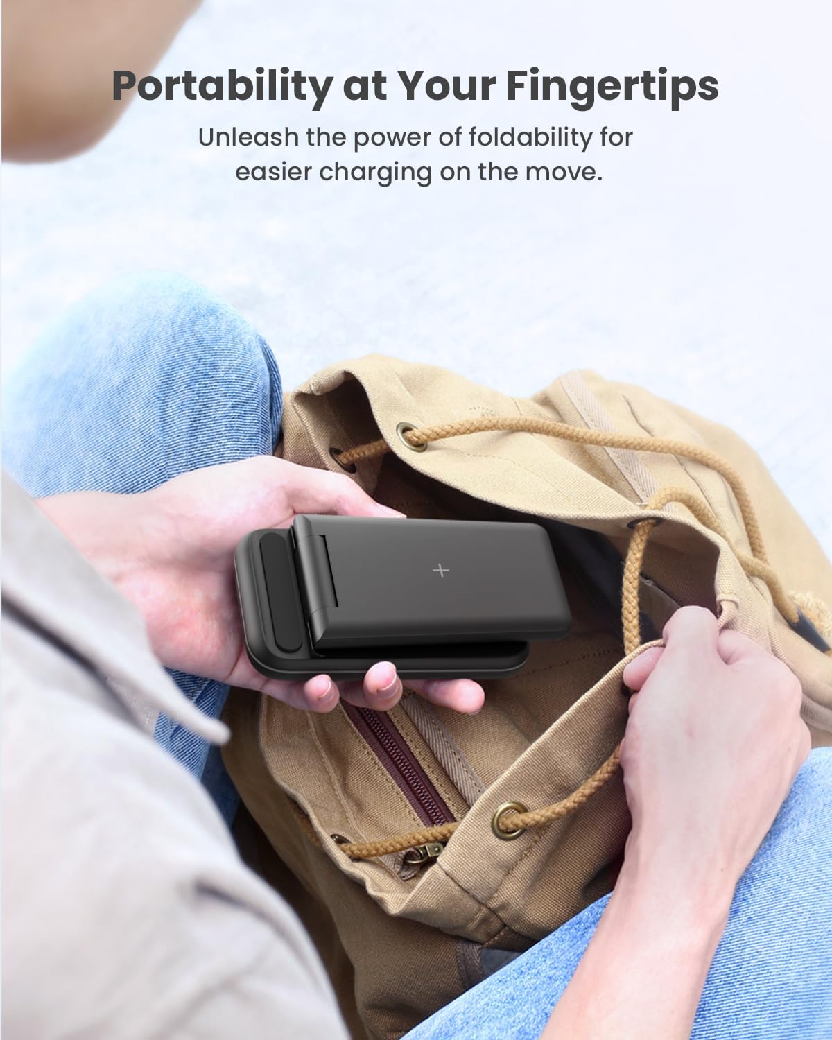 Detalle de GEEKERA 3-in-1 Wireless Charging Station for iPhone, Apple Watch and AirPods (Carbon Black)