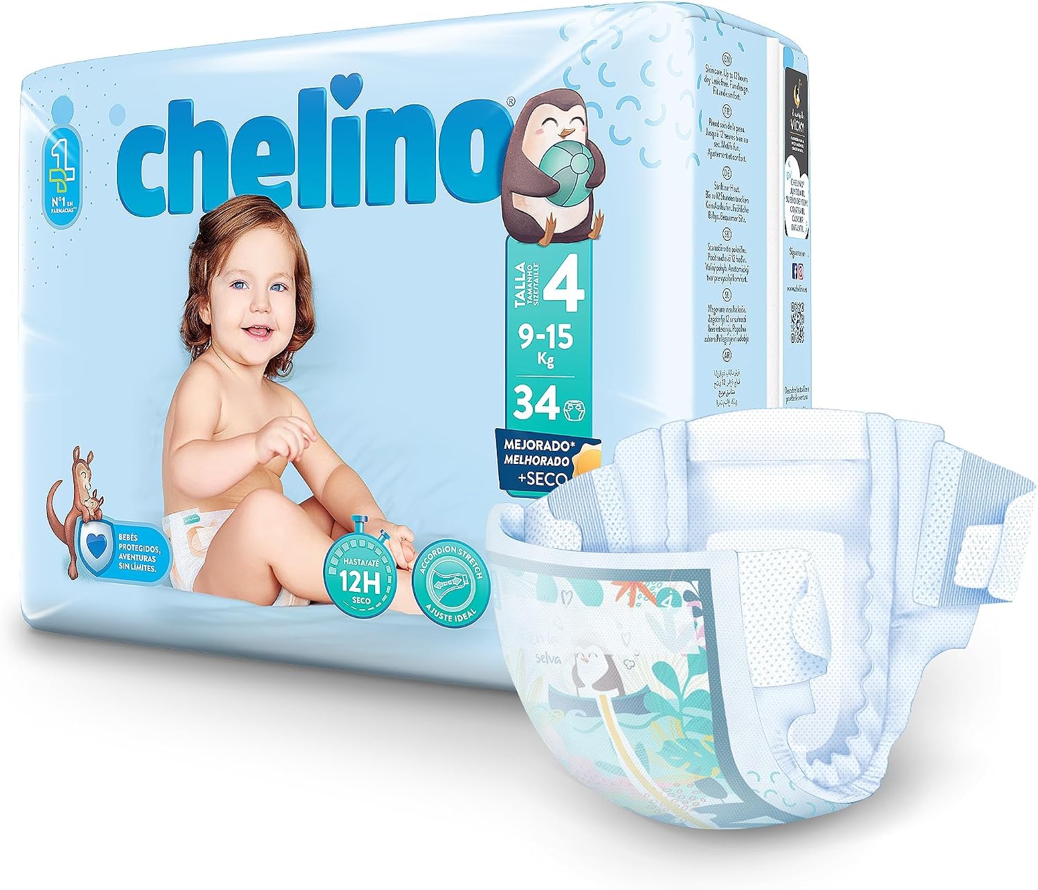 Thumbnail 2 de Chelino Pañal infantil Talla 4 Gateo (9-15 kg) – 204 pañales