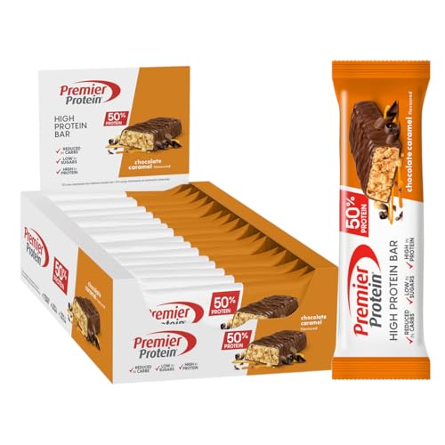 Detalle de Premier Protein High Protein Bar 50% – Chocolate Caramel, 16x40 g, palmölfrei